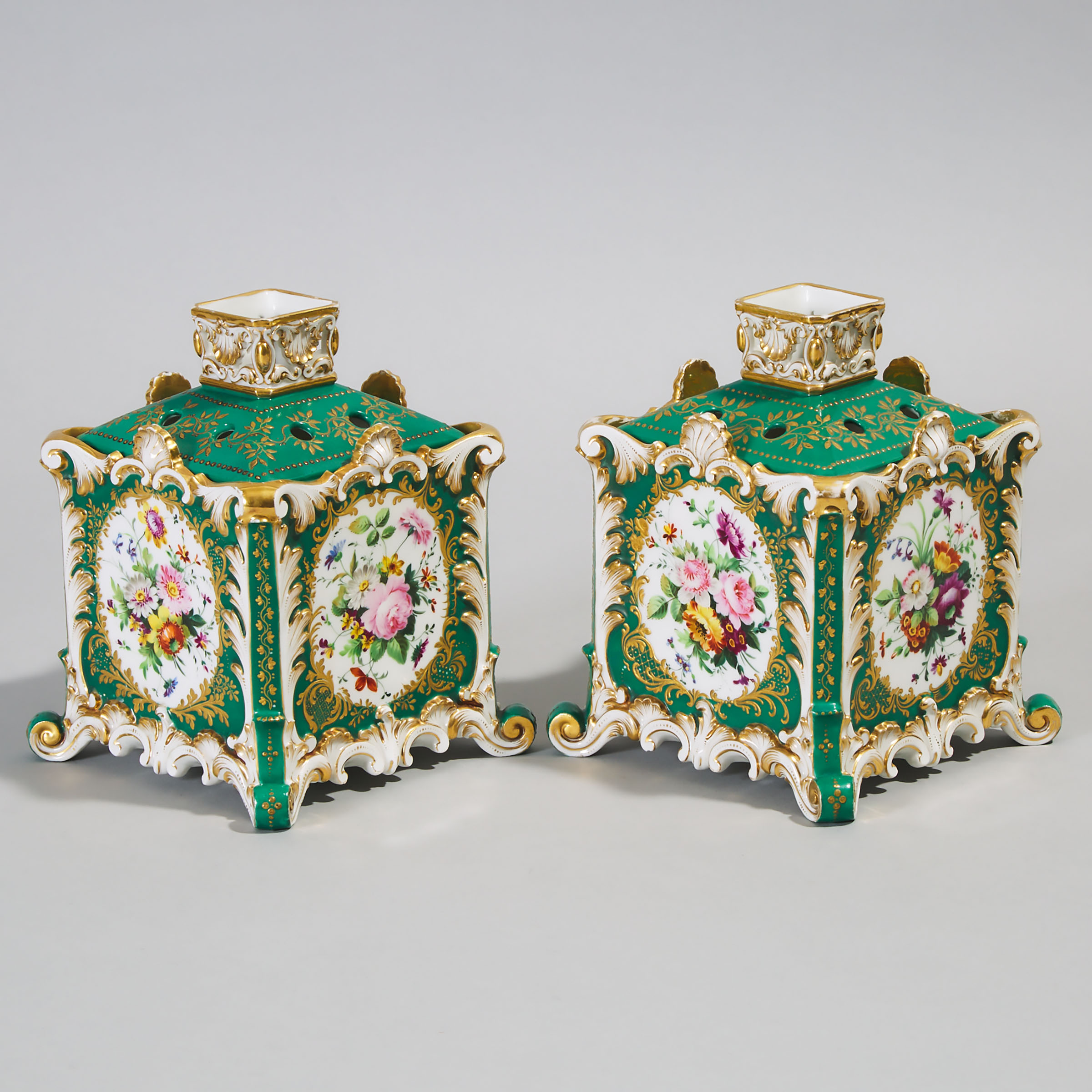 Pair of Jacob Petit Bulb Pots and Covers, mid-19th century