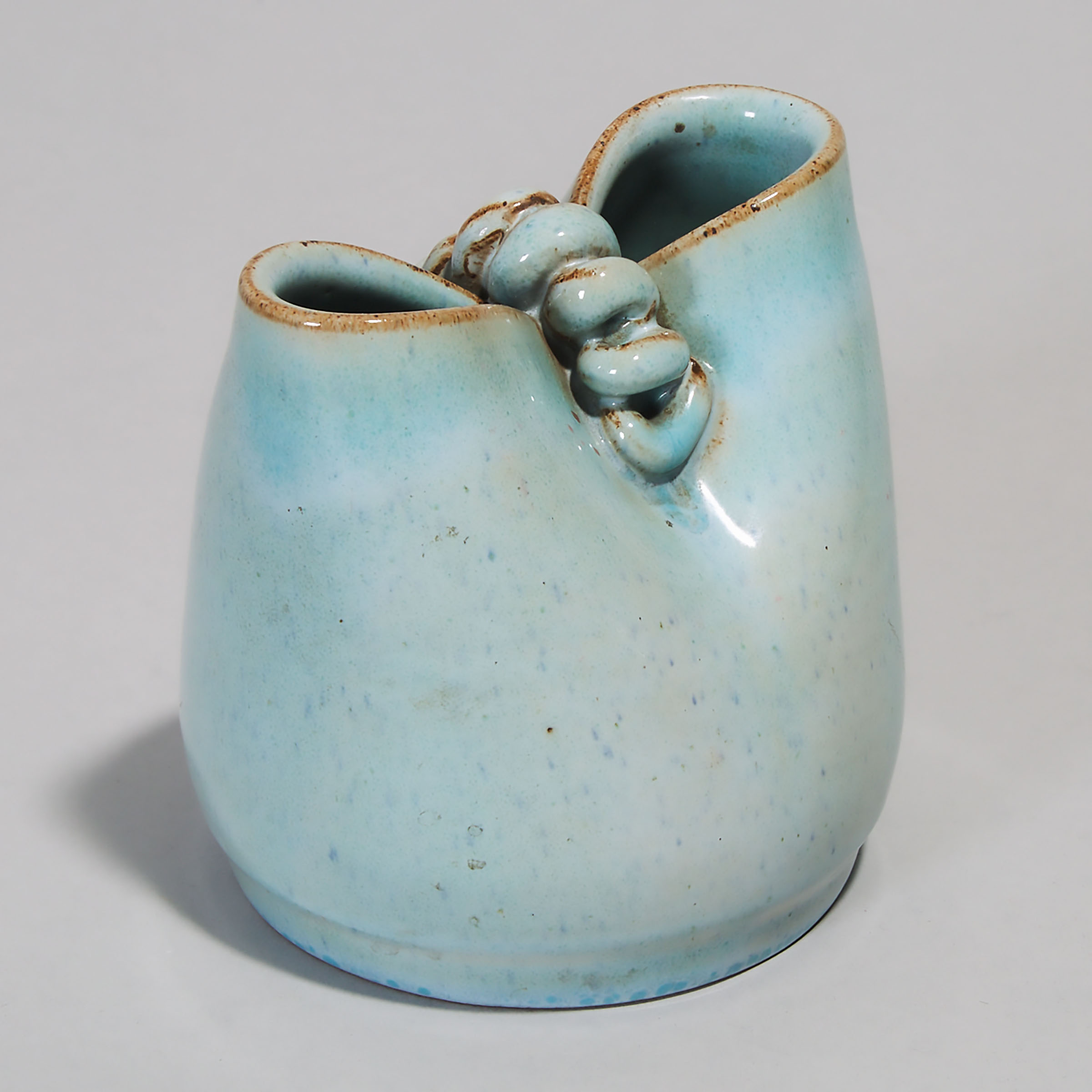 Deichmann Mottled Blue Glazed Stoneware 'Bag' Vase, Kjeld & Erica Deichmann, mid-20th century