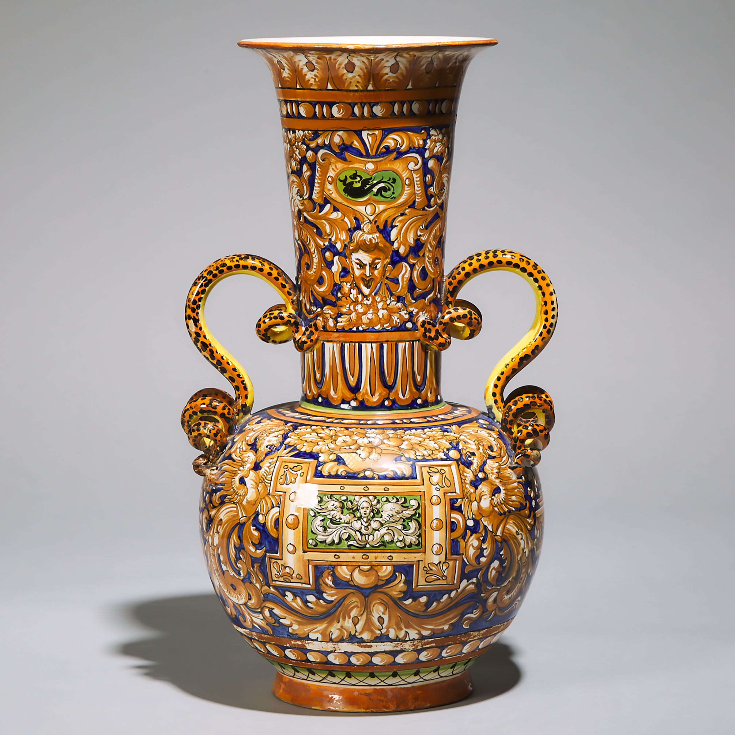 Italian Maiolica Two-Handled Vase, c.1900