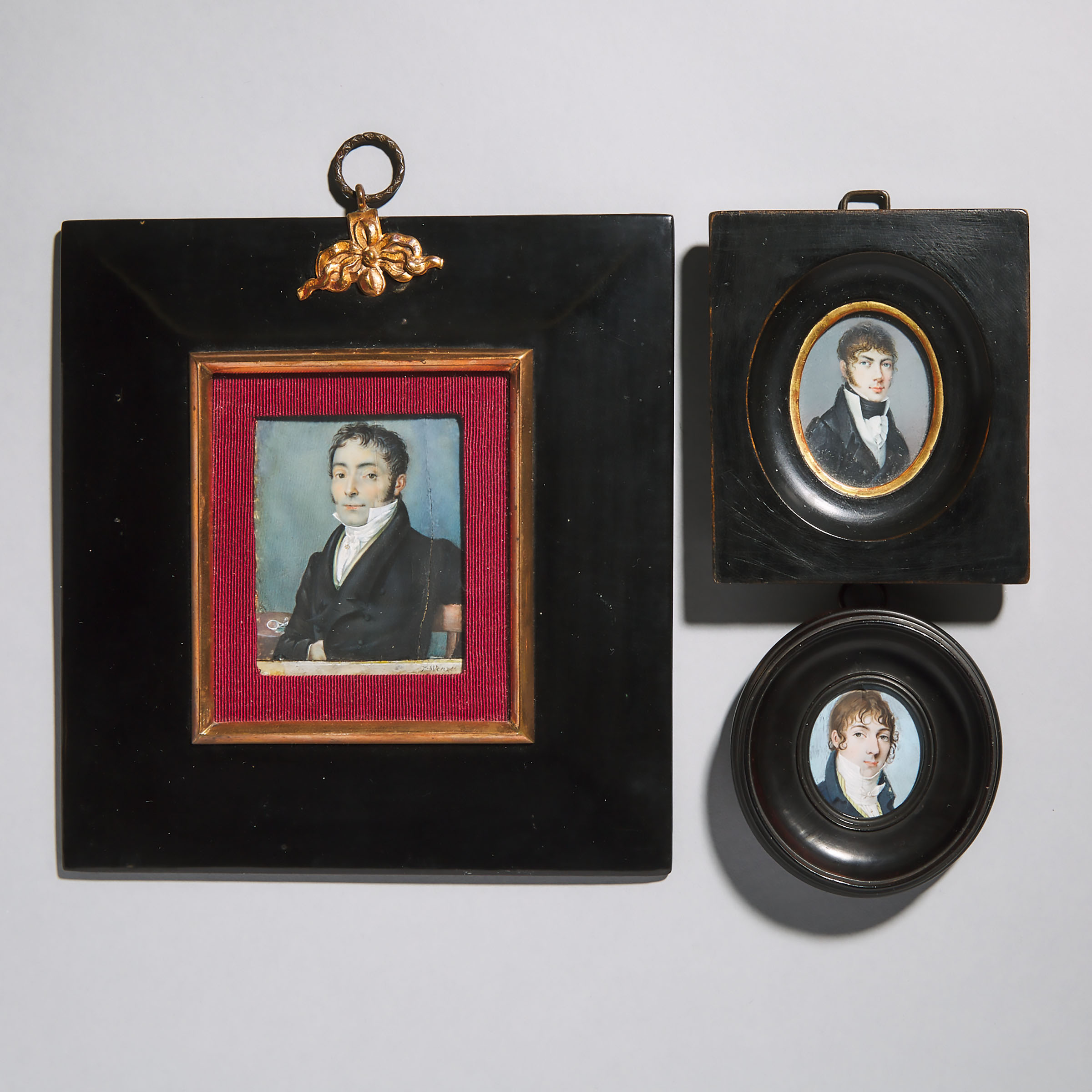 Three Portrait Miniatures of Young Gentlemen, early-mid 19th century