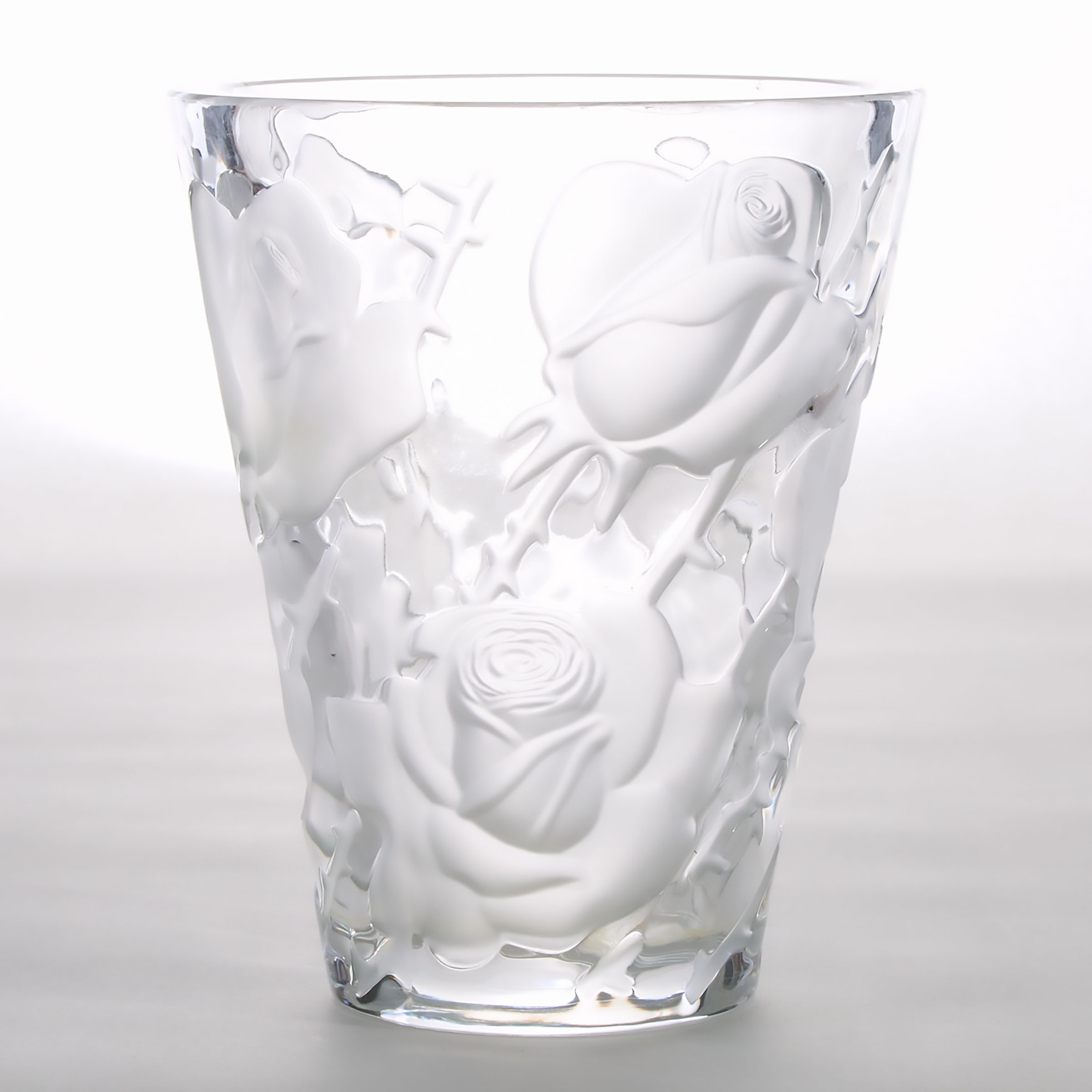'Ispahan', Lalique Moulded and Partly Frosted Glass Vase, post-1978