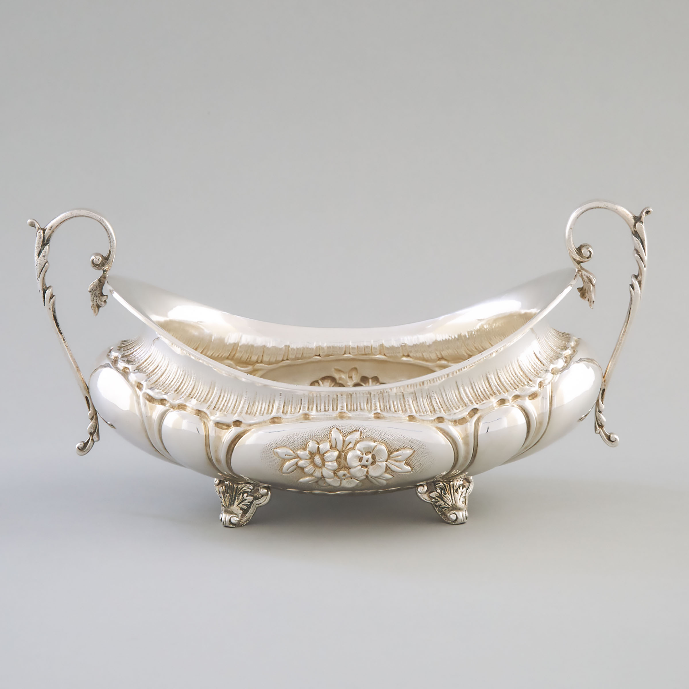 Continental Silver Two-Handled Oval Centrepiece Bowl, 20th century