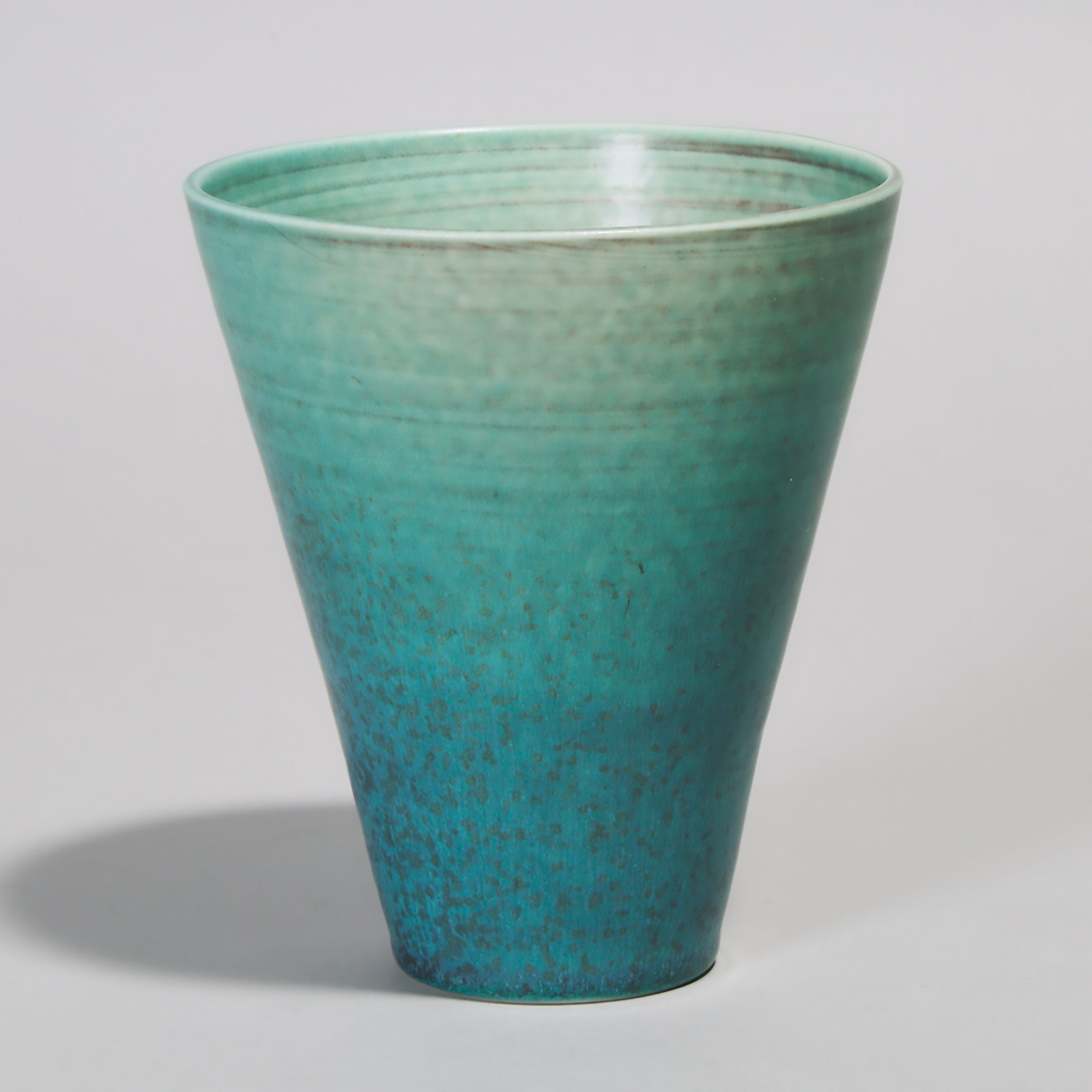 Deichmann Mottled Green Glazed Porcelain Vase, Kjeld & Erica Deichmann, mid-20th century