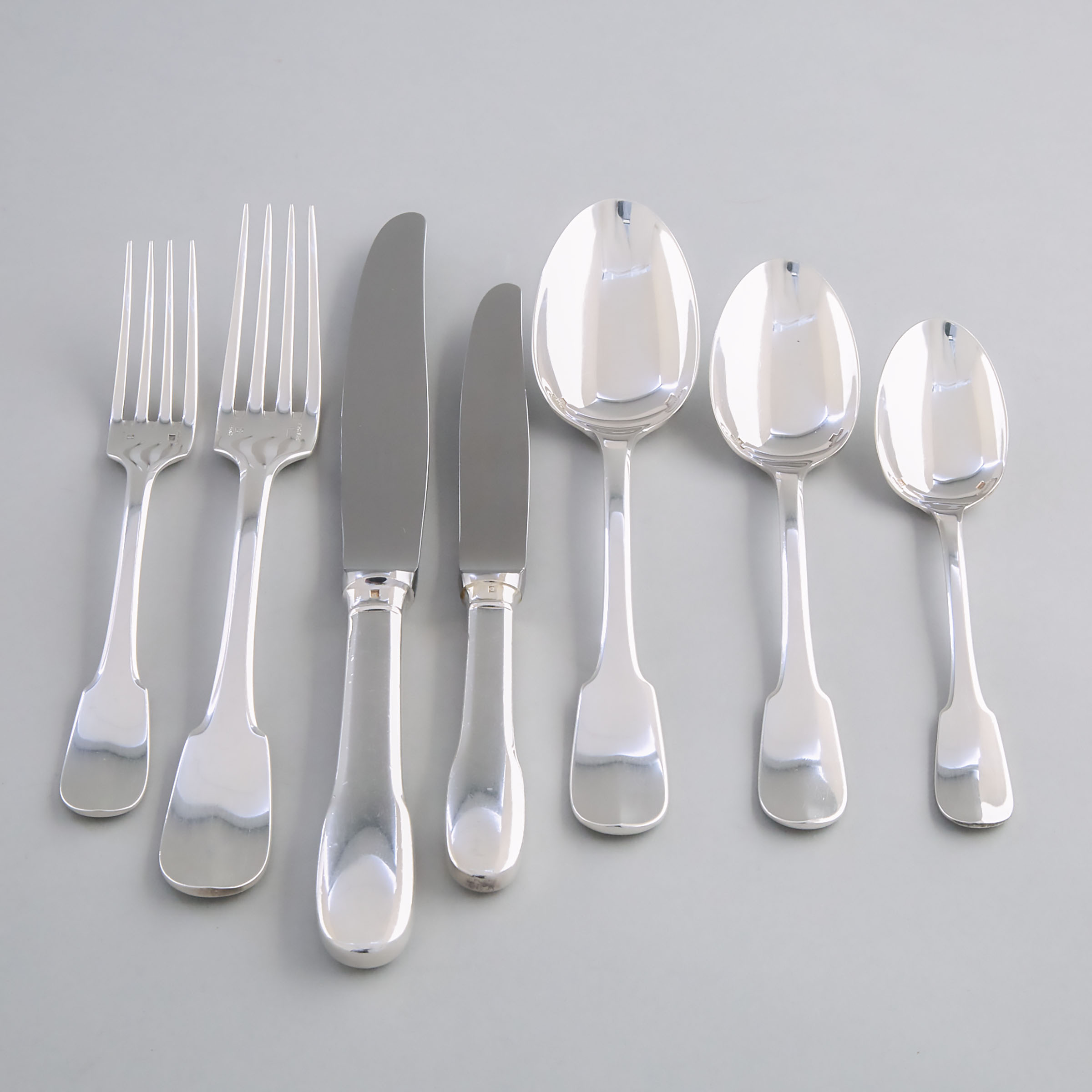 French Silver Plated ‘Cluny’ Pattern Flatware Service, Christofle, 20th century
