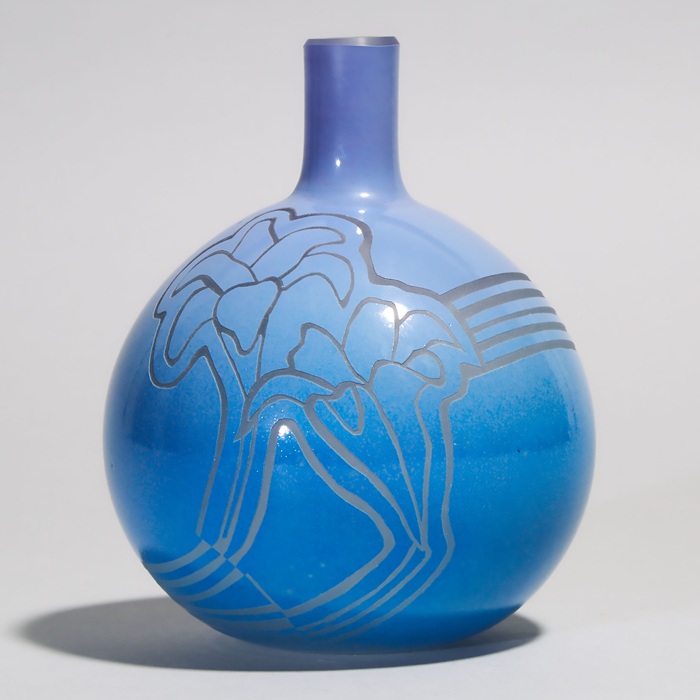 Ruth Thiessen (American), Blue Cut Glass Vase, 1980