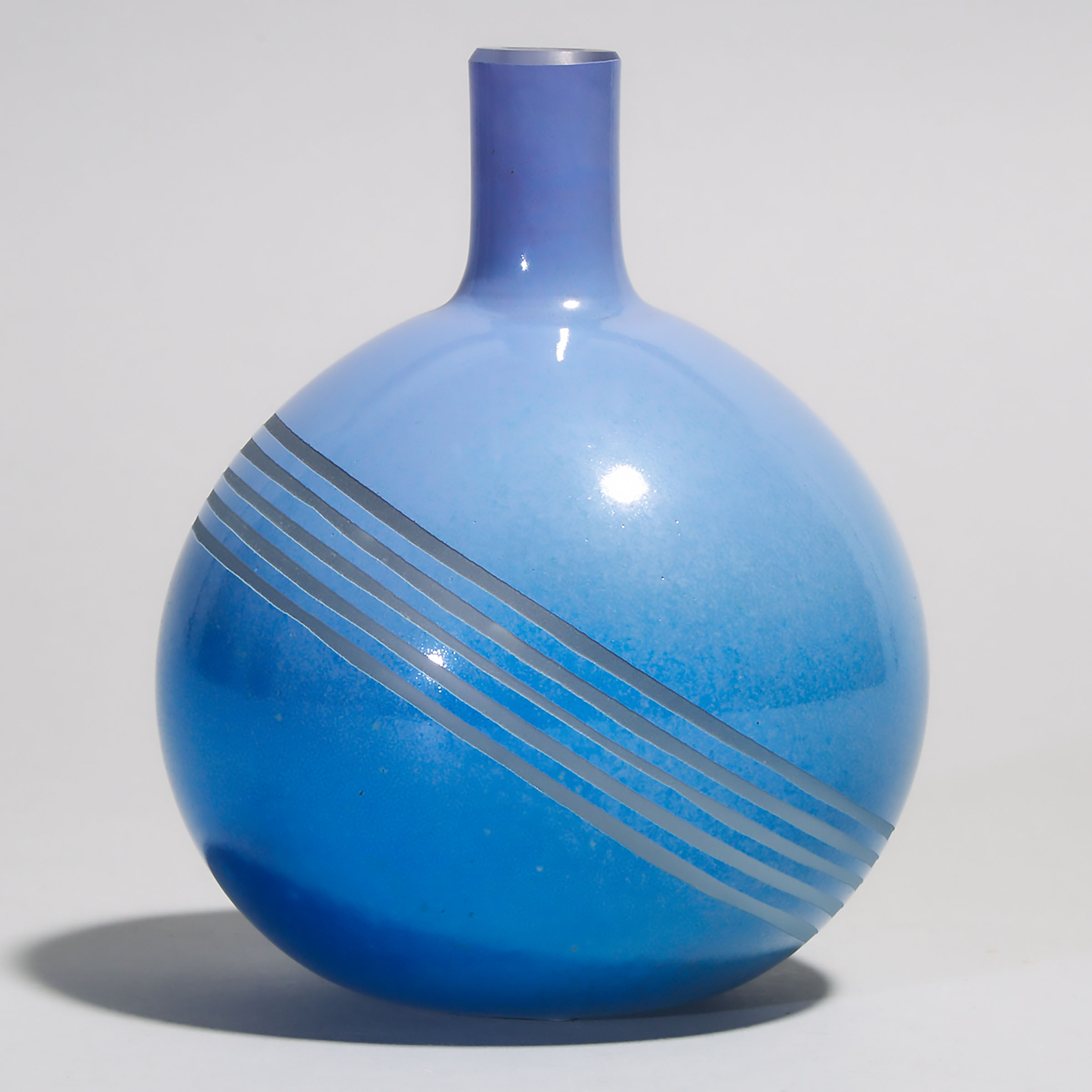 Ruth Thiessen (American), Blue Cut Glass Vase, 1980