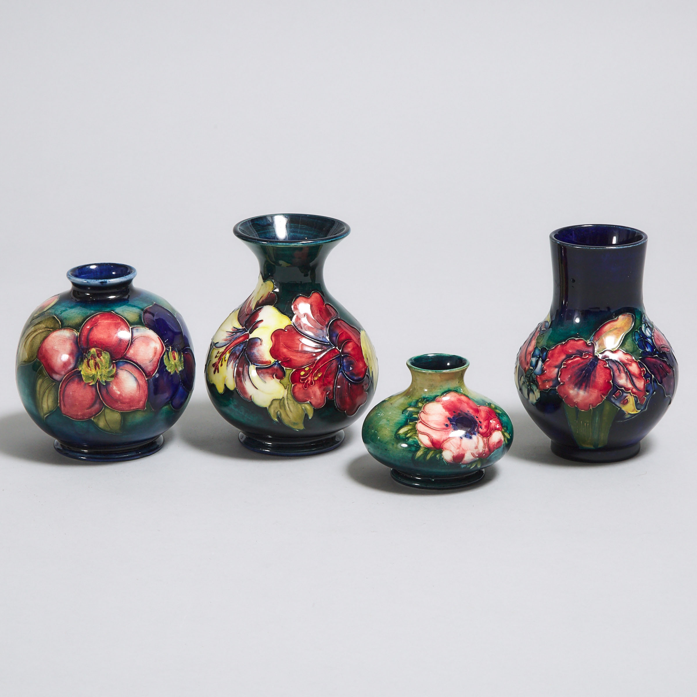 Four Moorcroft Small Vases, c.1945-75