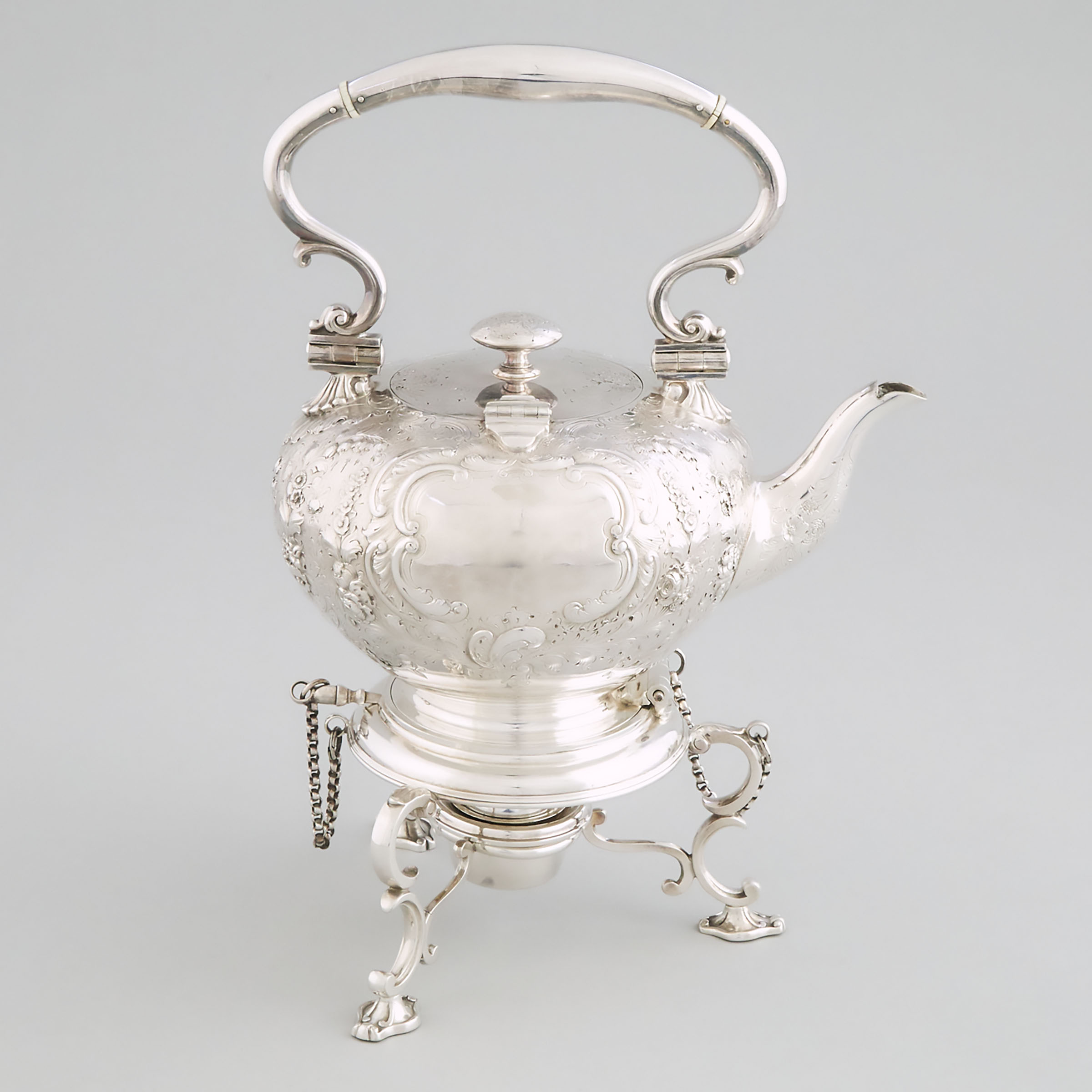 Victorian Silver Plated Tea Kettle on Lampstand, Elkington & Co., Birmingham, 1861