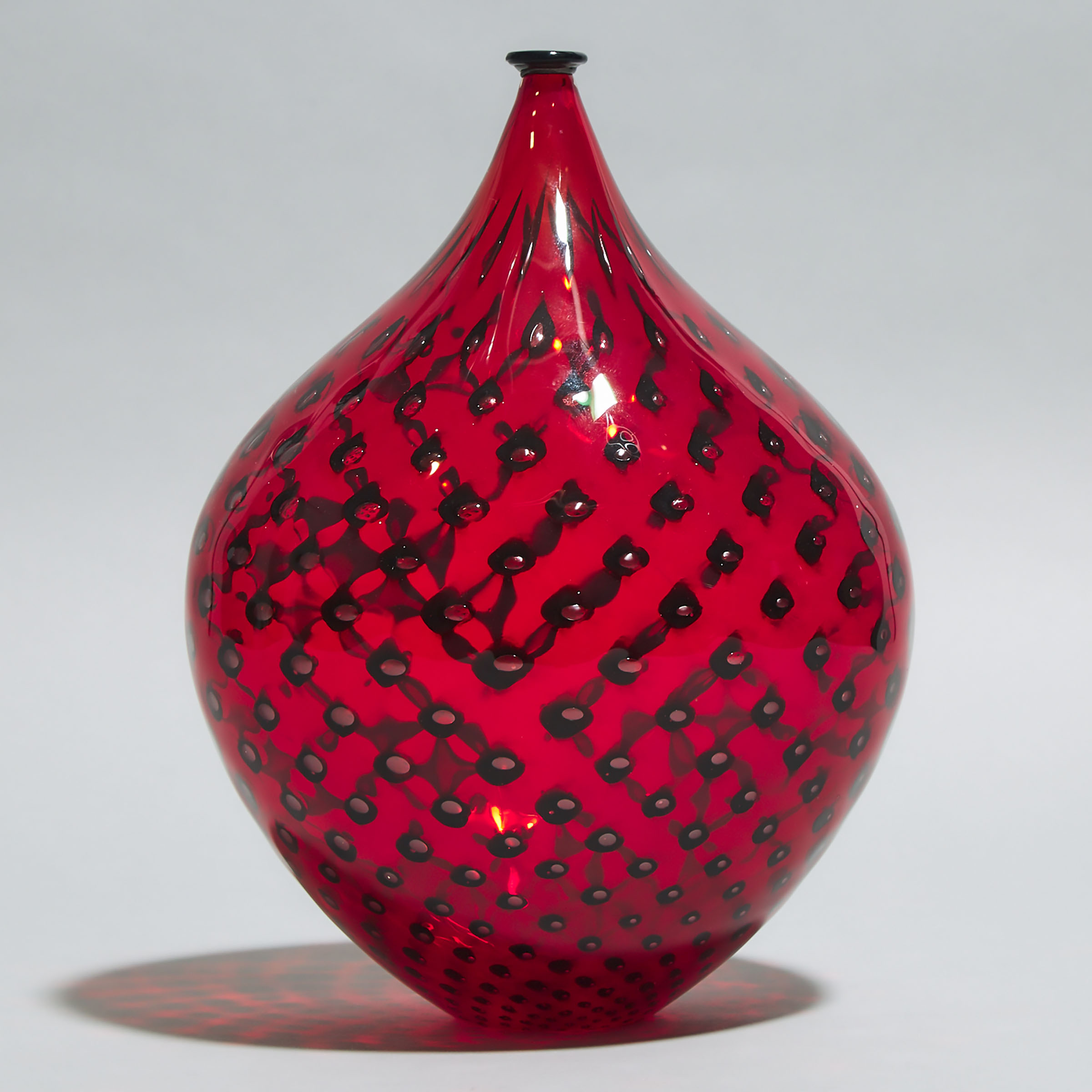 Ian Forbes (Canadian), Internally Decorated Red Glass Vase, 1992