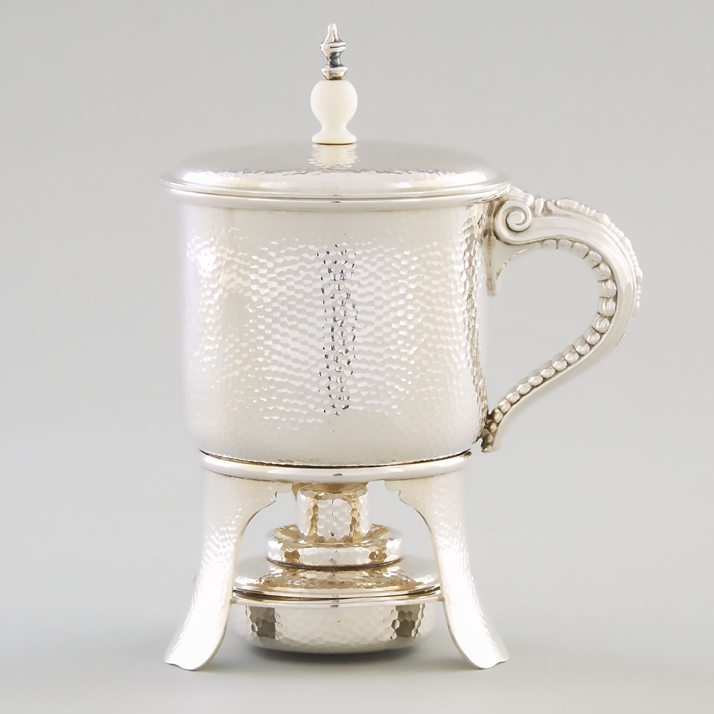 American Silver Covered Shaving Mug with Warming Stand, Gorham Mfg. Co., Providence, R.I., and Whiting Mfg. Co., New York, N.Y., 1886 and later