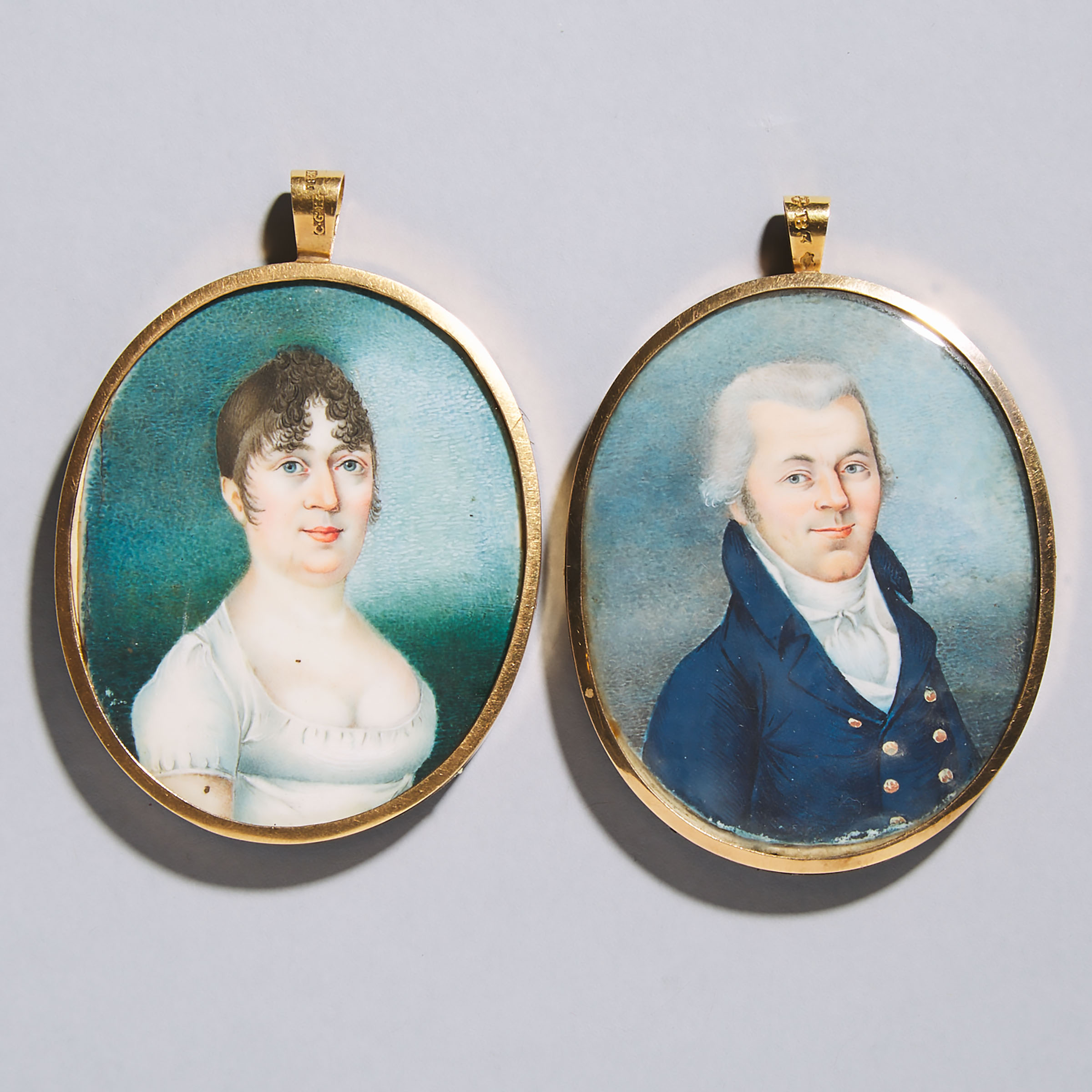 Pair of Swedish School Portrait Miniatures, c.1807