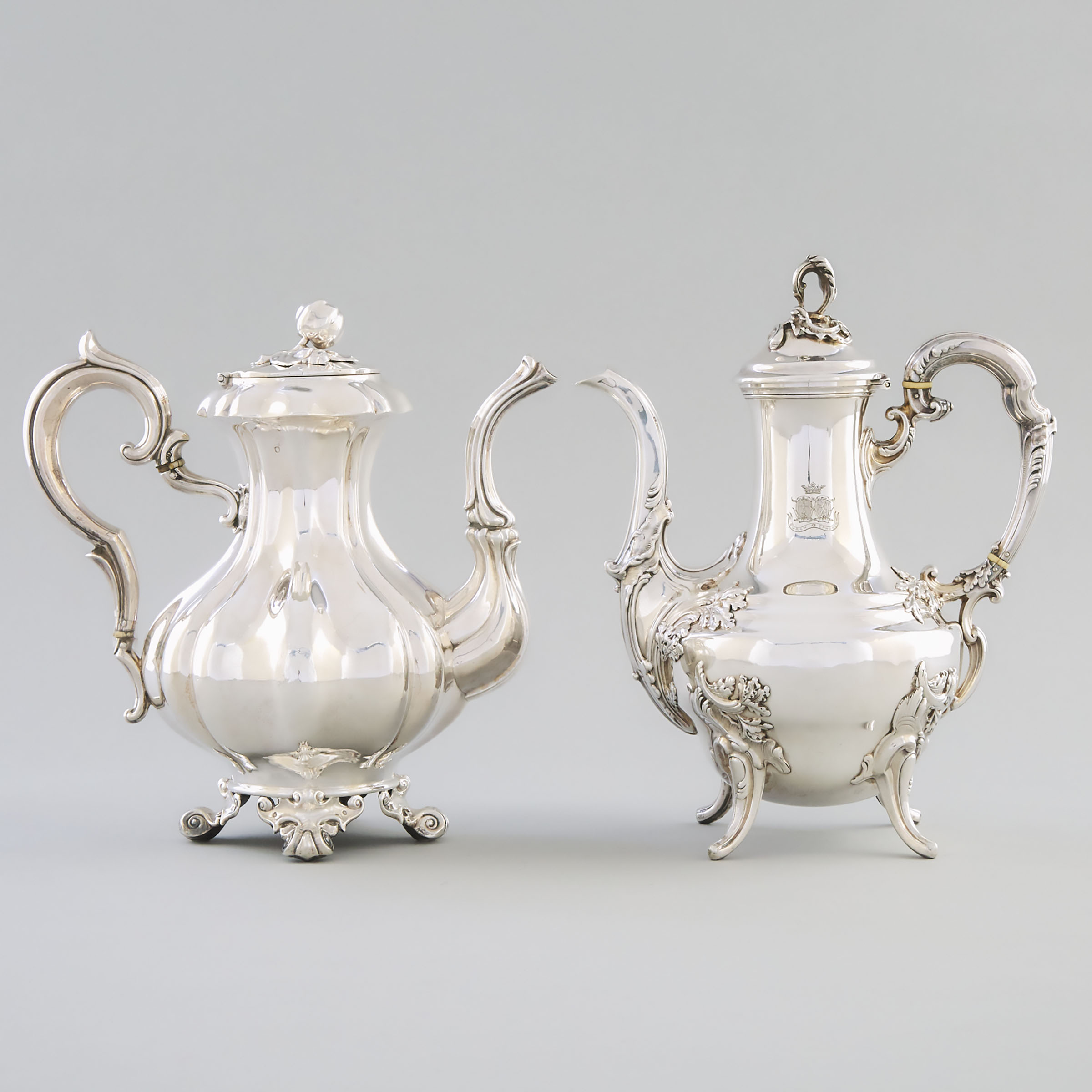 Two French Silver Coffee Pots, 20th century