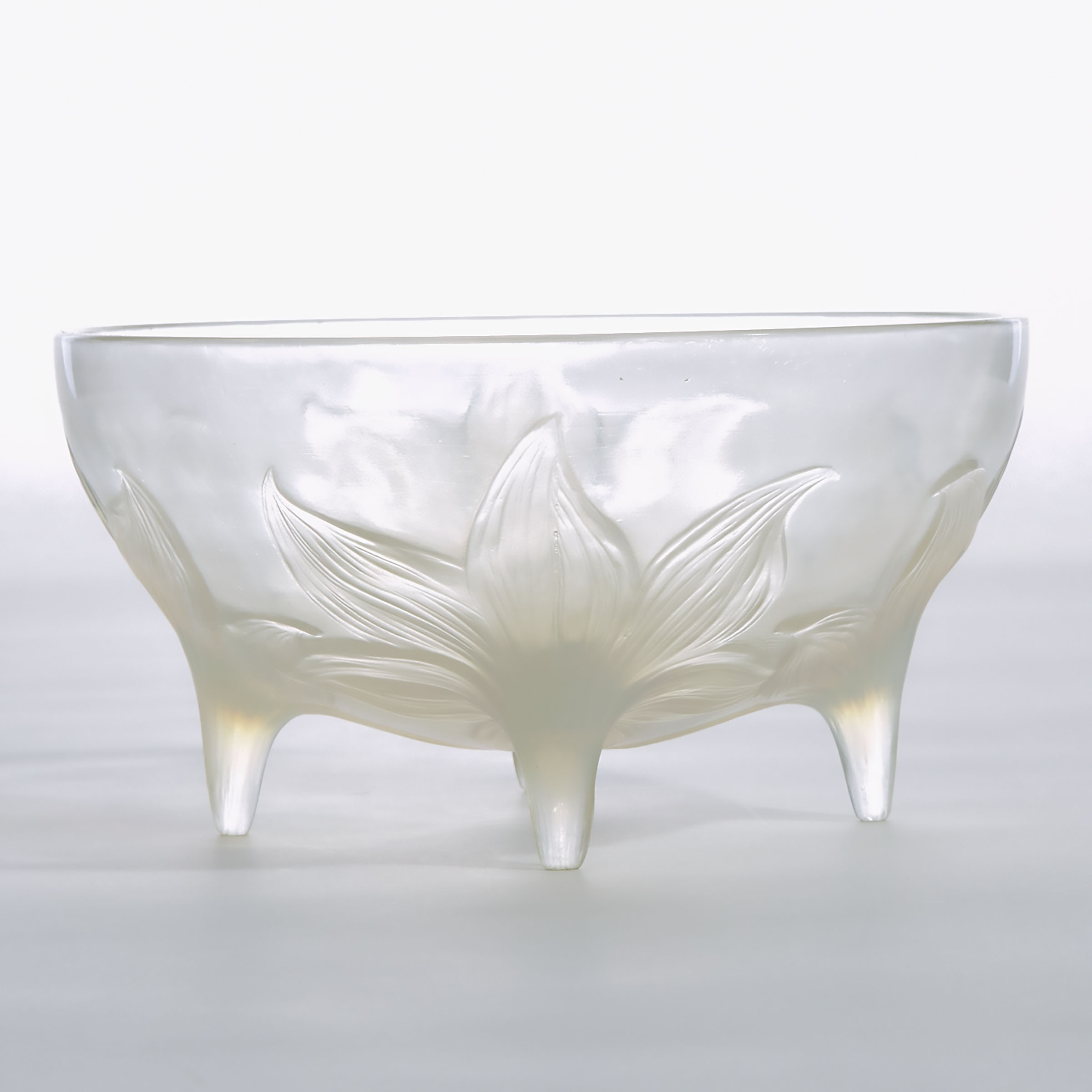 ‘Lys’, Lalique Moulded Opalescent Glass Bowl, 1920s