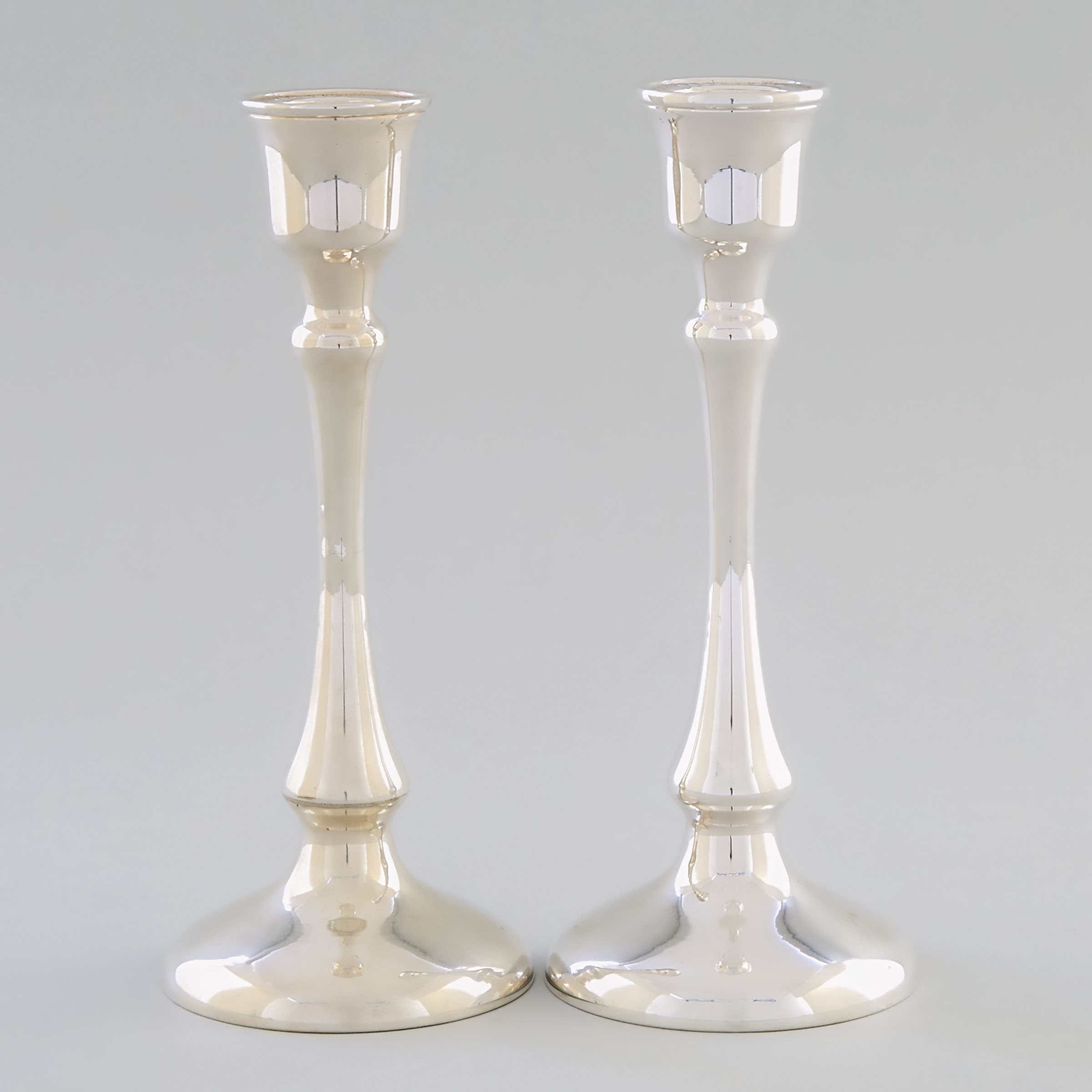 Pair of Continental Silver Table Candlesticks, 20th century