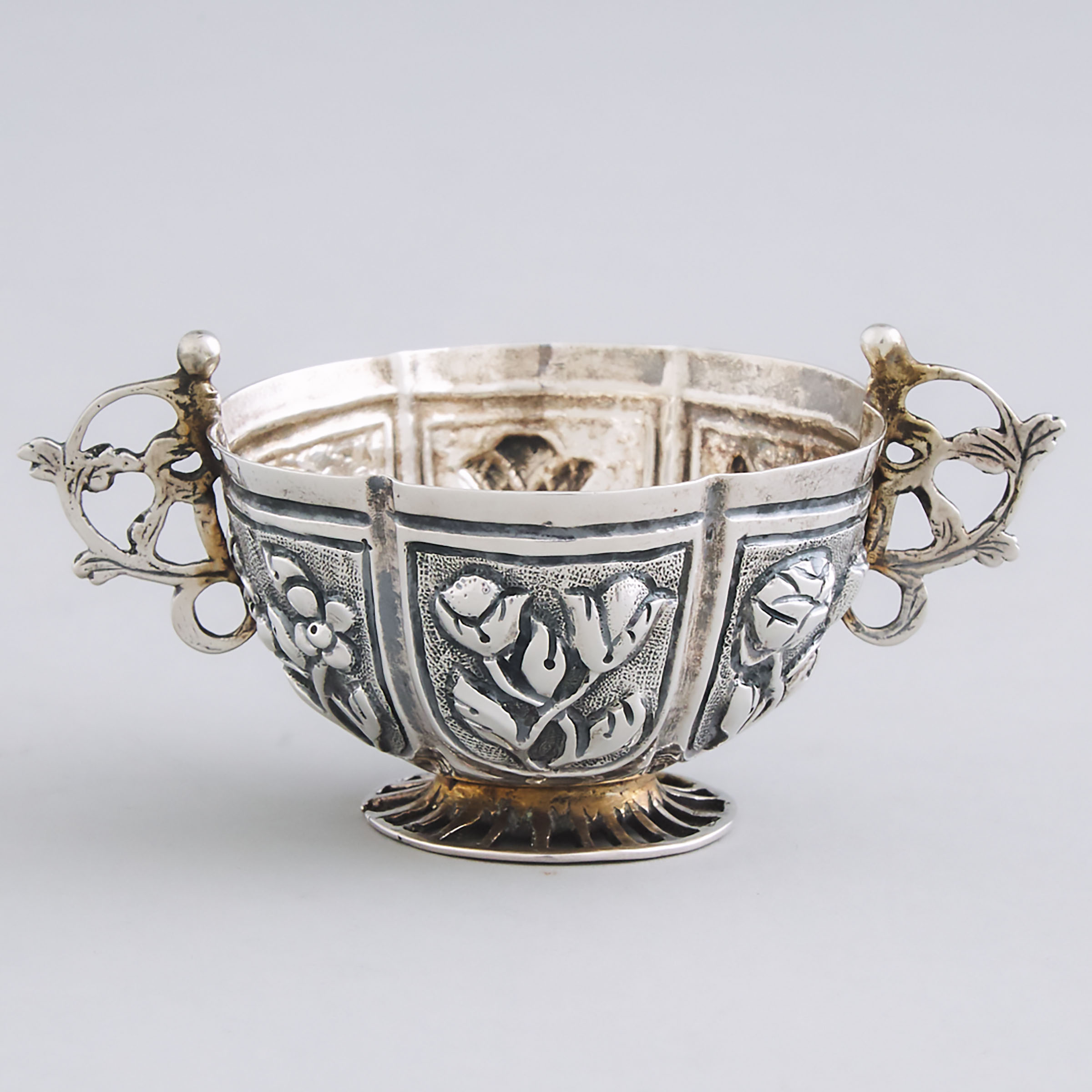 Silver Lobed and Repoussé Two-Handled Cup, possibly Spanish Colonial, 18th/19th century