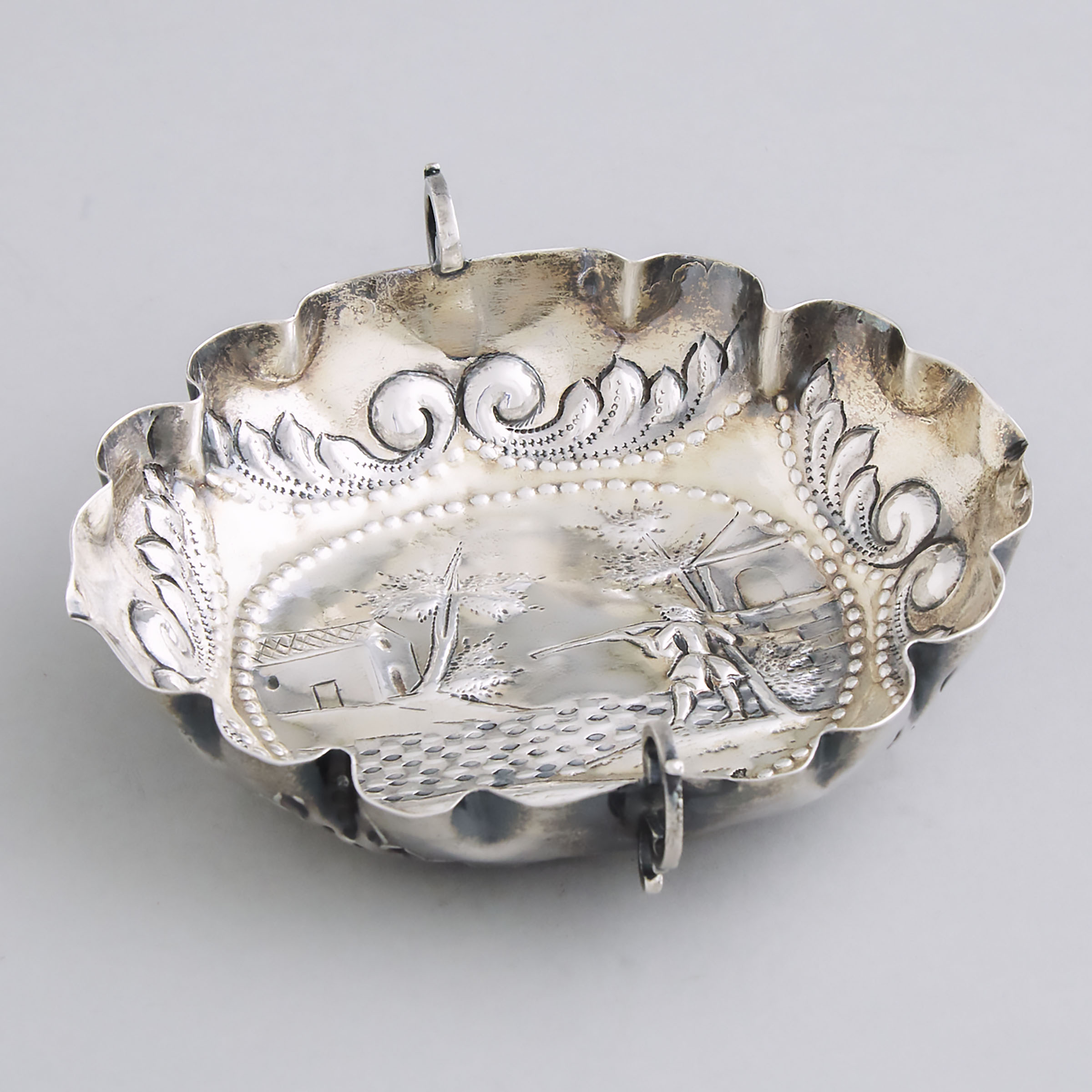 German Silver Parcel-Gilt Two-Handled Lobed Oval Brandy Bowl, Augsburg, 18th century