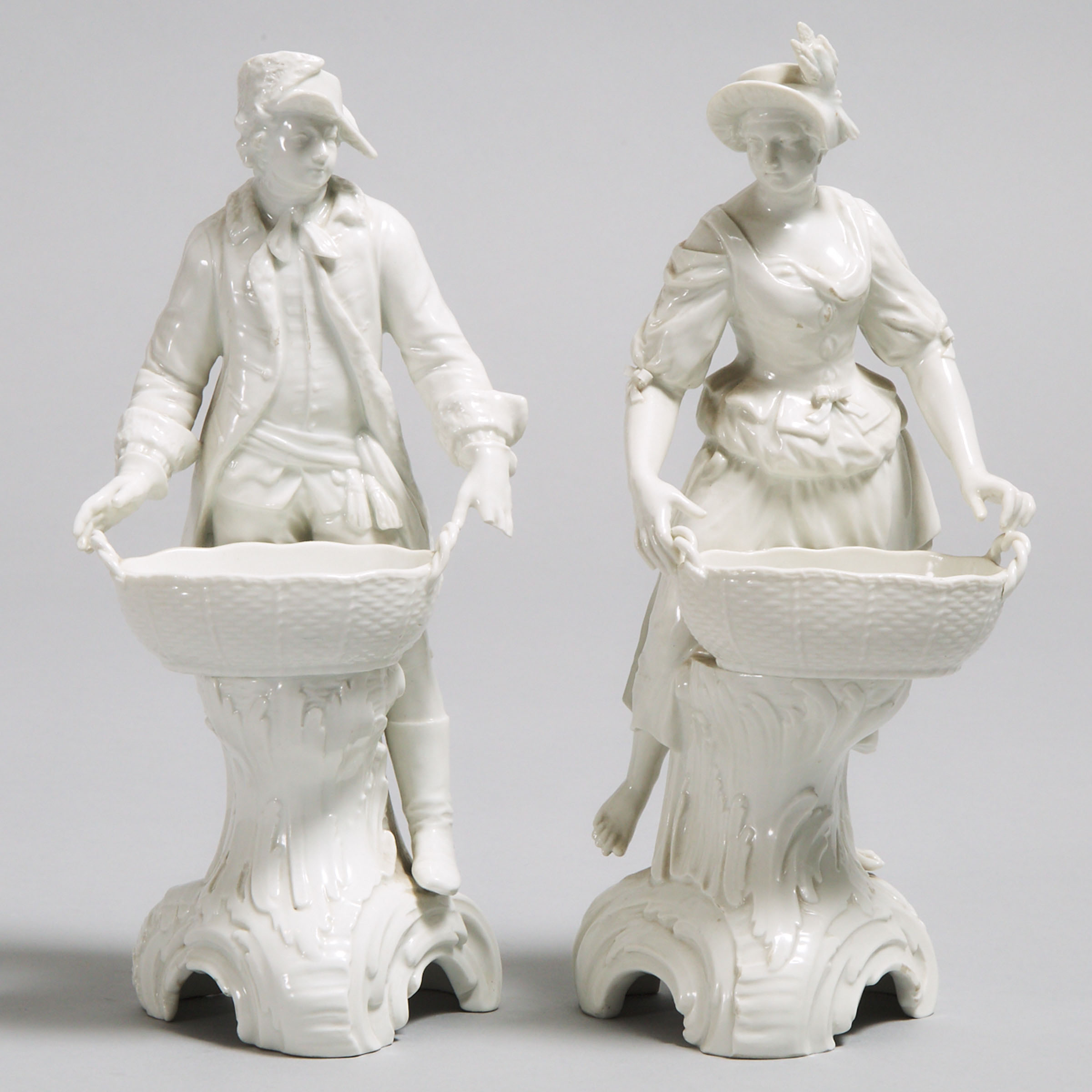 Pair of Berlin White-Glazed Figural Salt Cellars, late 19th/early 20th century
