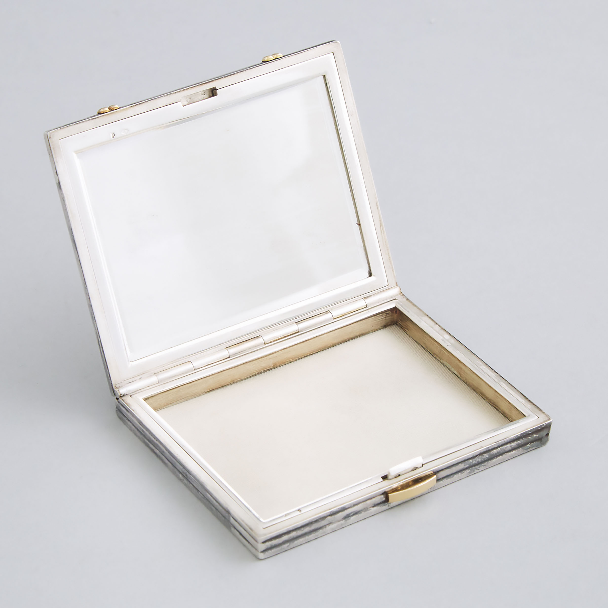 French Silver and Yellow Gold Rectangular Compact, 20th century