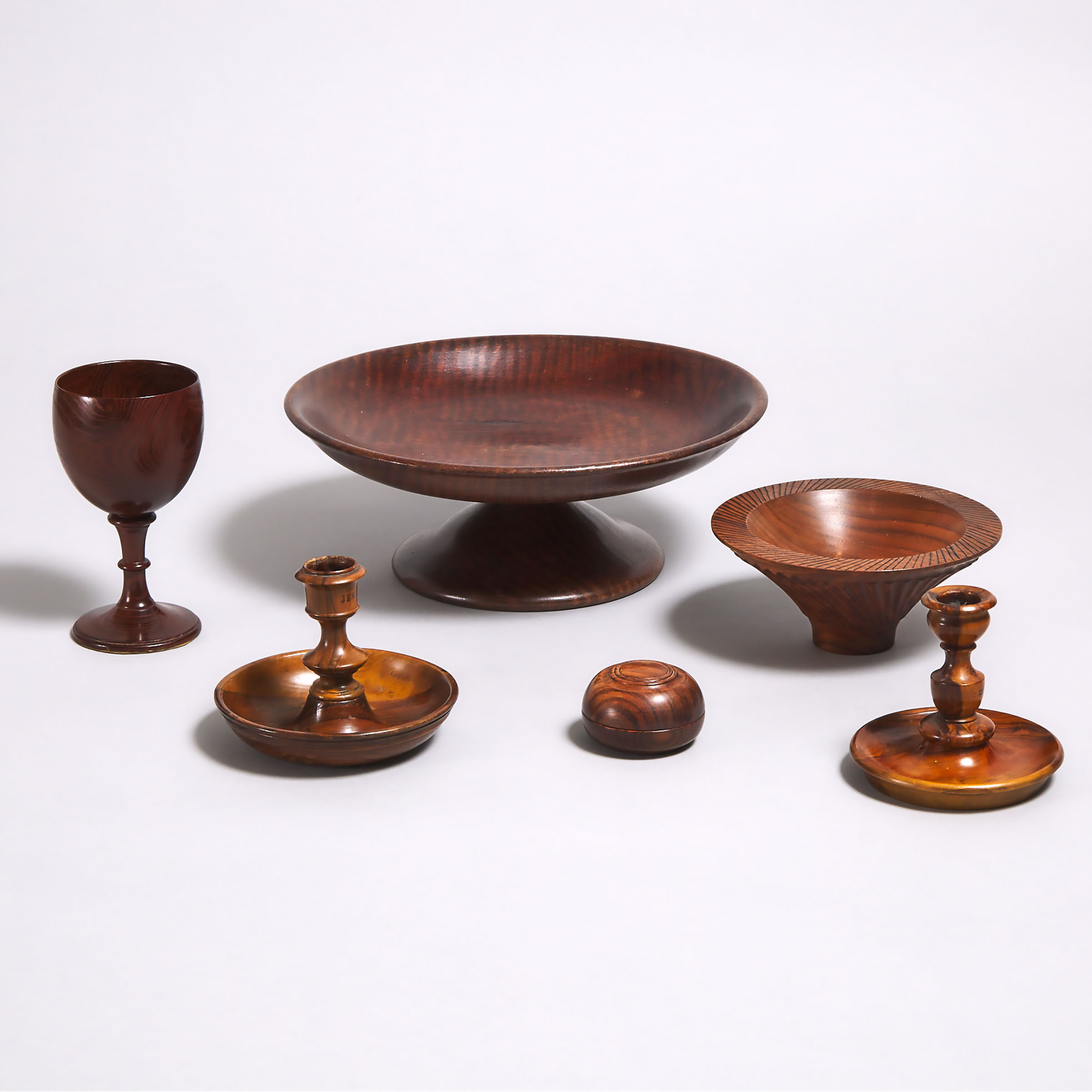 Five Pieces Turned Treen, 20th century