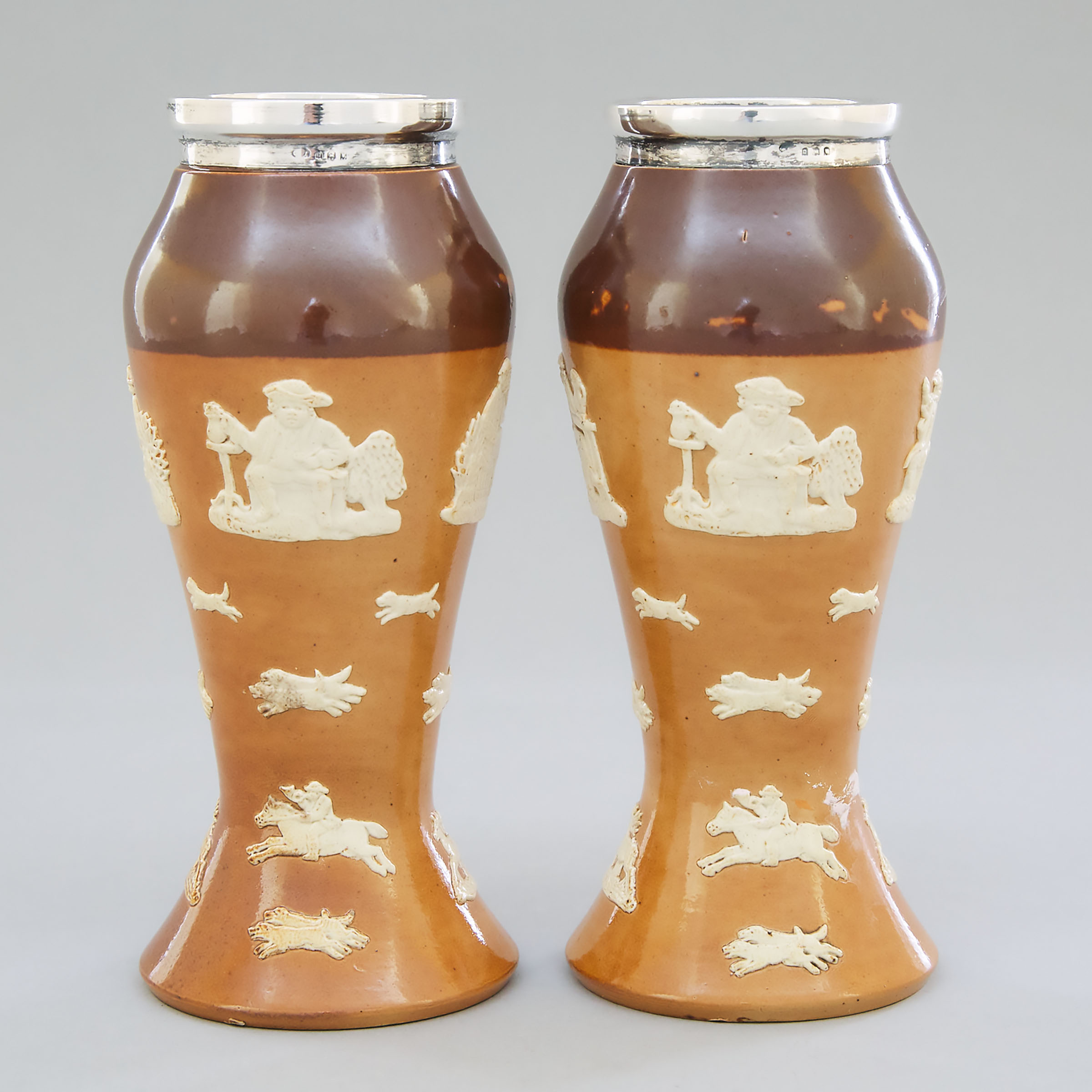 Pair of Royal Doulton Sprigged Stoneware Vases, c.1918