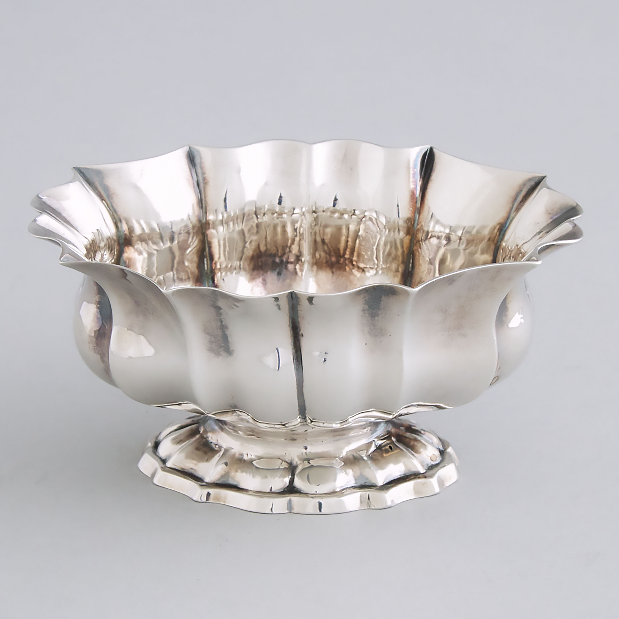 Continental Silver Small Oval Lobed Footed Bowl, probably German, early 19th century