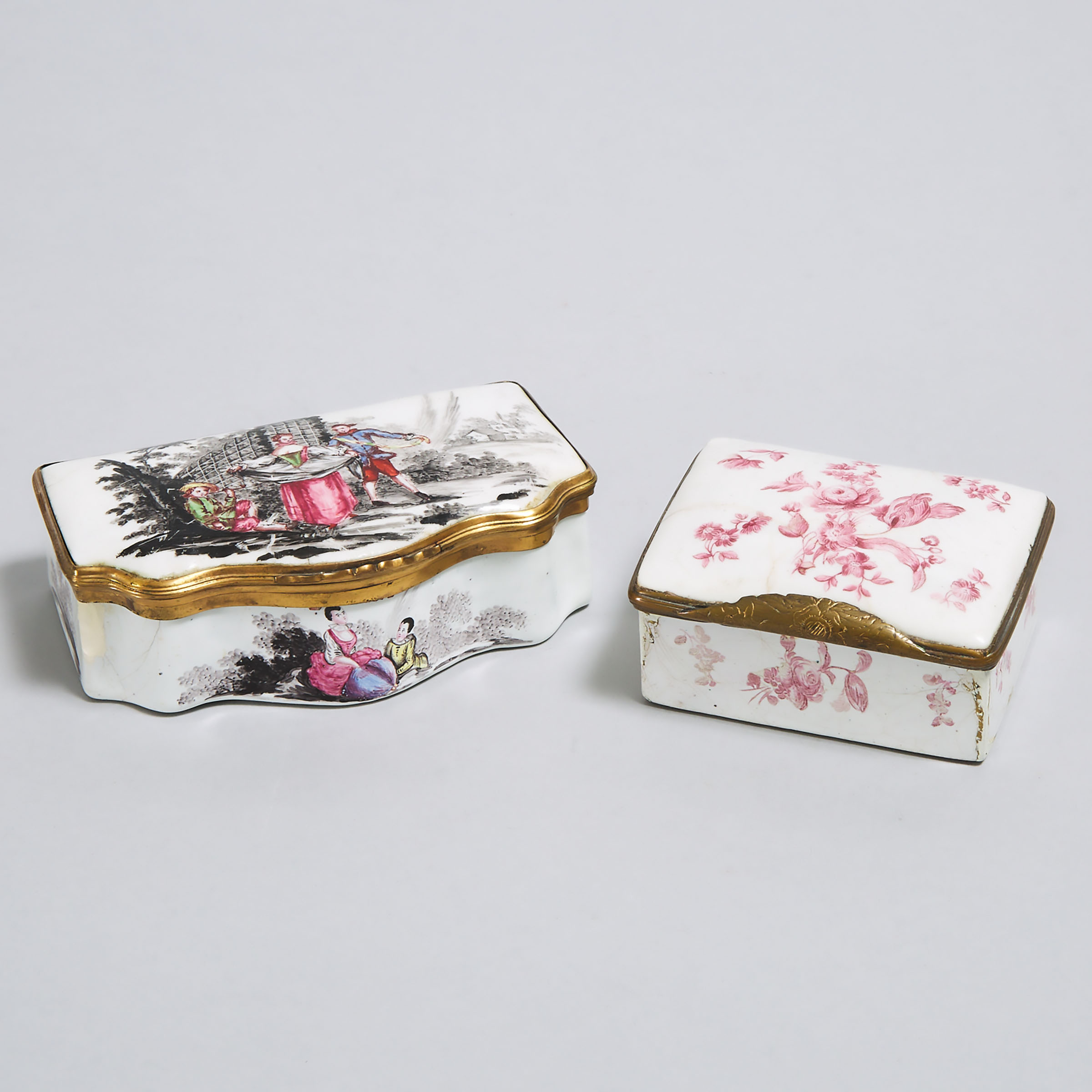 Two French Enamel Table Boxes, late 18th century