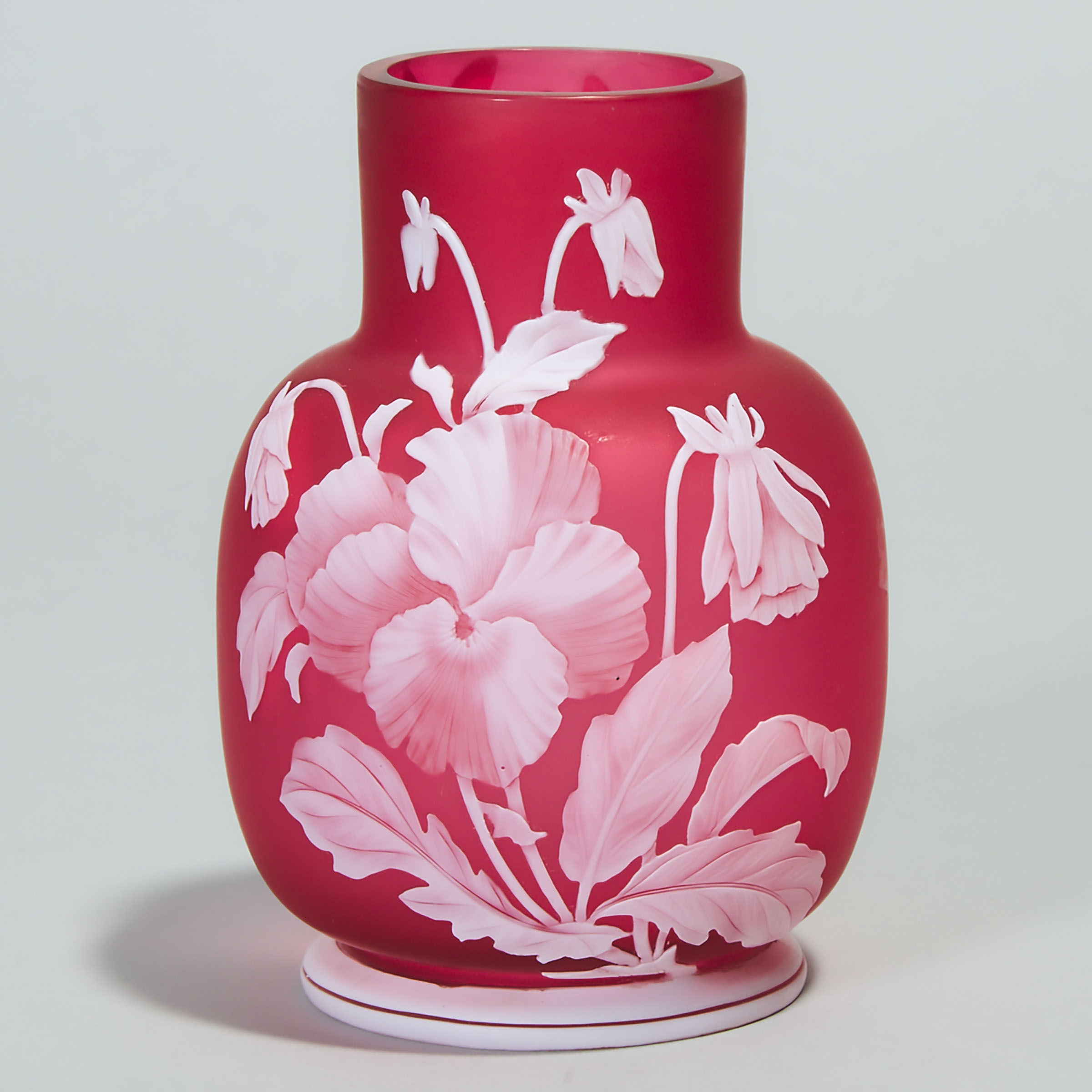Thomas Webb & Sons Red and White Cameo Glass Vase, 1880s