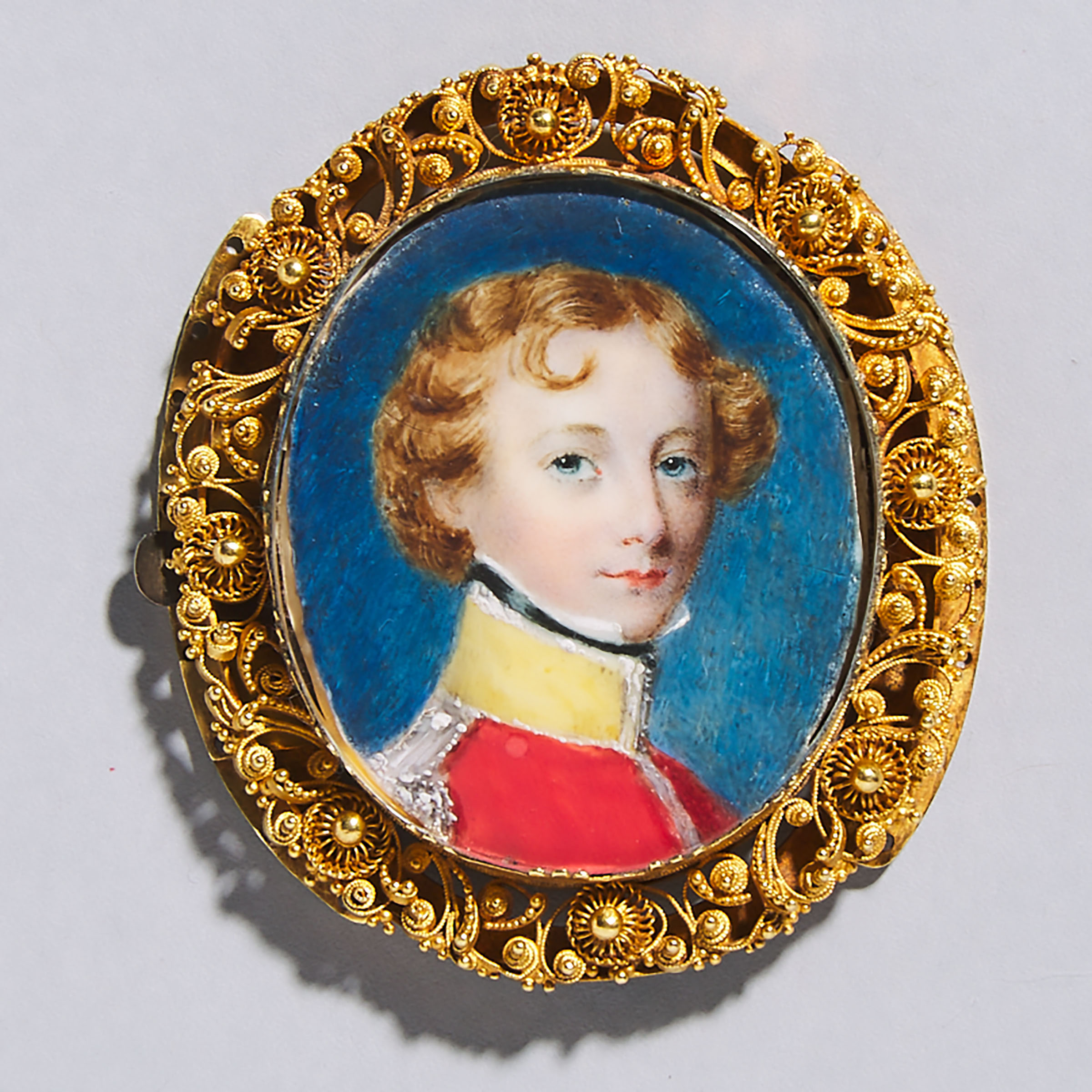 Continental School Portrait Miniature of a Young Officer, c.1800