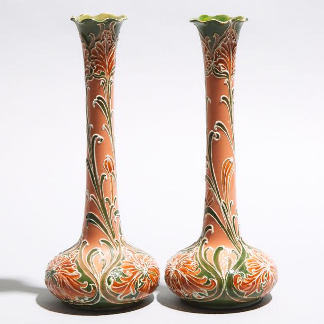 Pair of Macintyre Moorcroft Florian Ware Vases, for Liberty & Co., c.1900