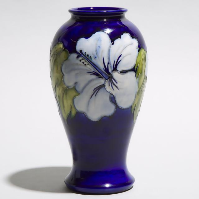 Moorcroft Blue Hibiscus Vase, 1986-88