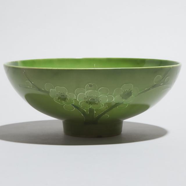 Moorcroft Green Prunus Bowl, dated 1914