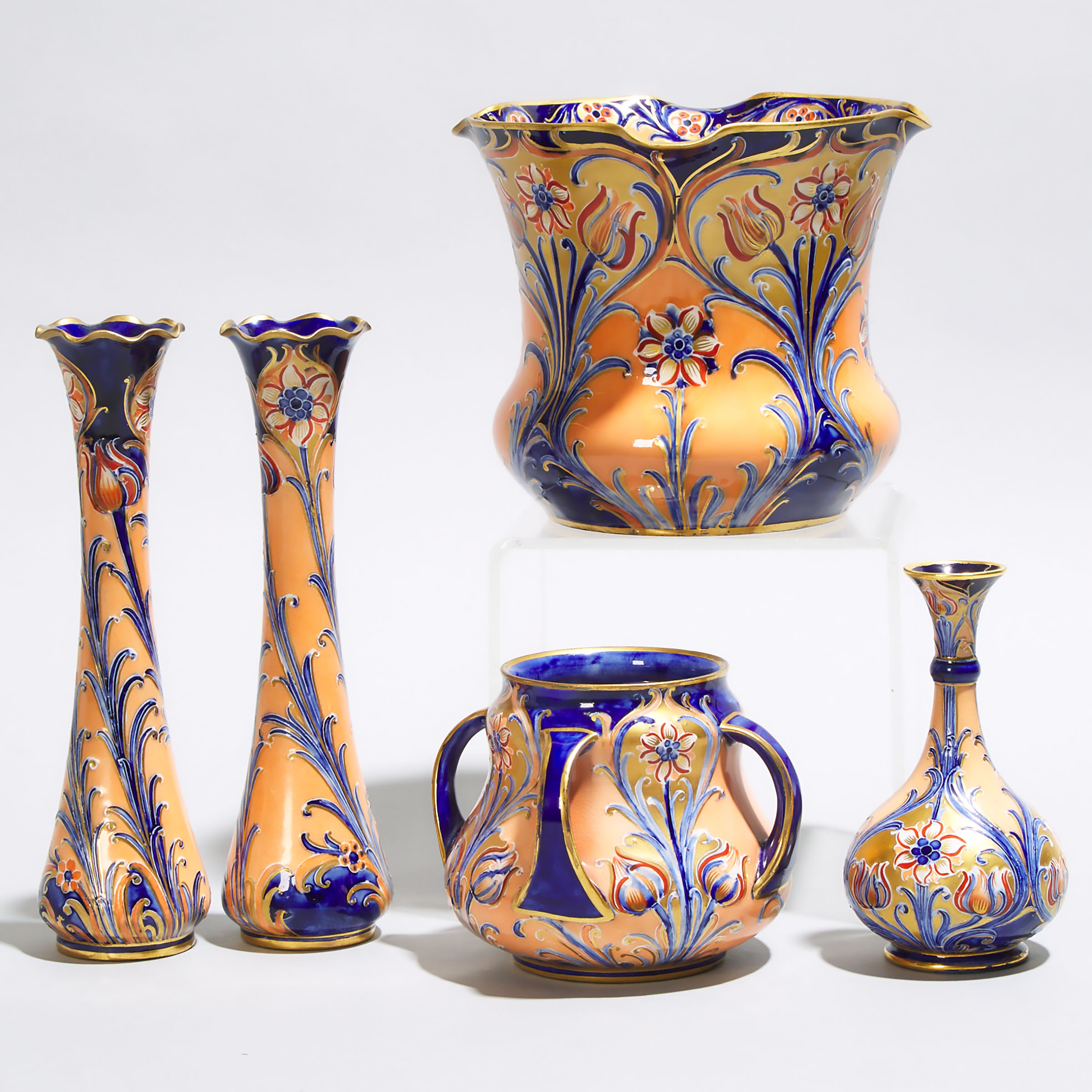 Five Macintyre Moorcroft Alhambra Vases, c.1903