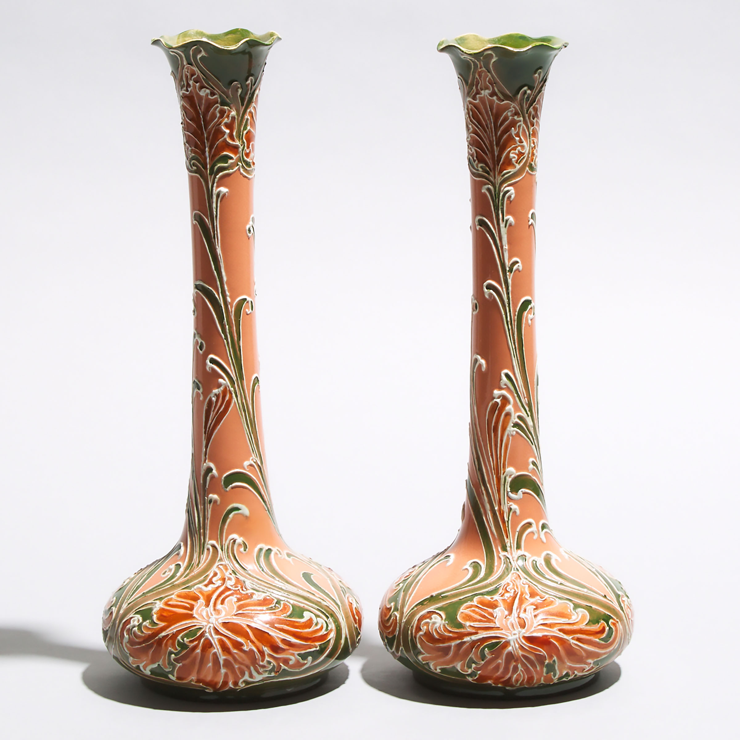 Pair of Macintyre Moorcroft Florian Ware Vases, for Liberty & Co., c.1900