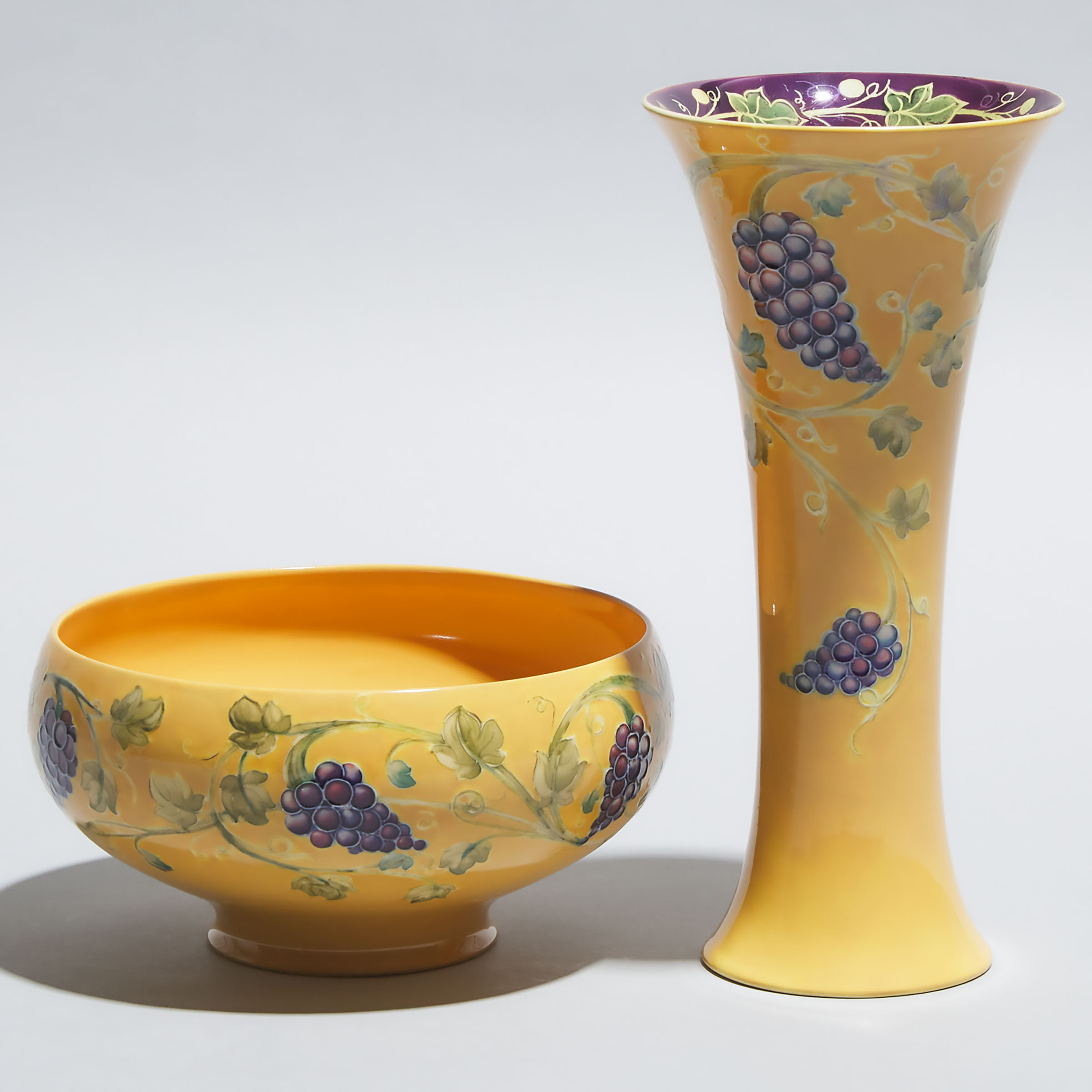 Macintyre Moorcroft Lustre Grapevine Vase and a Bowl, for Liberty & Co., c.1908