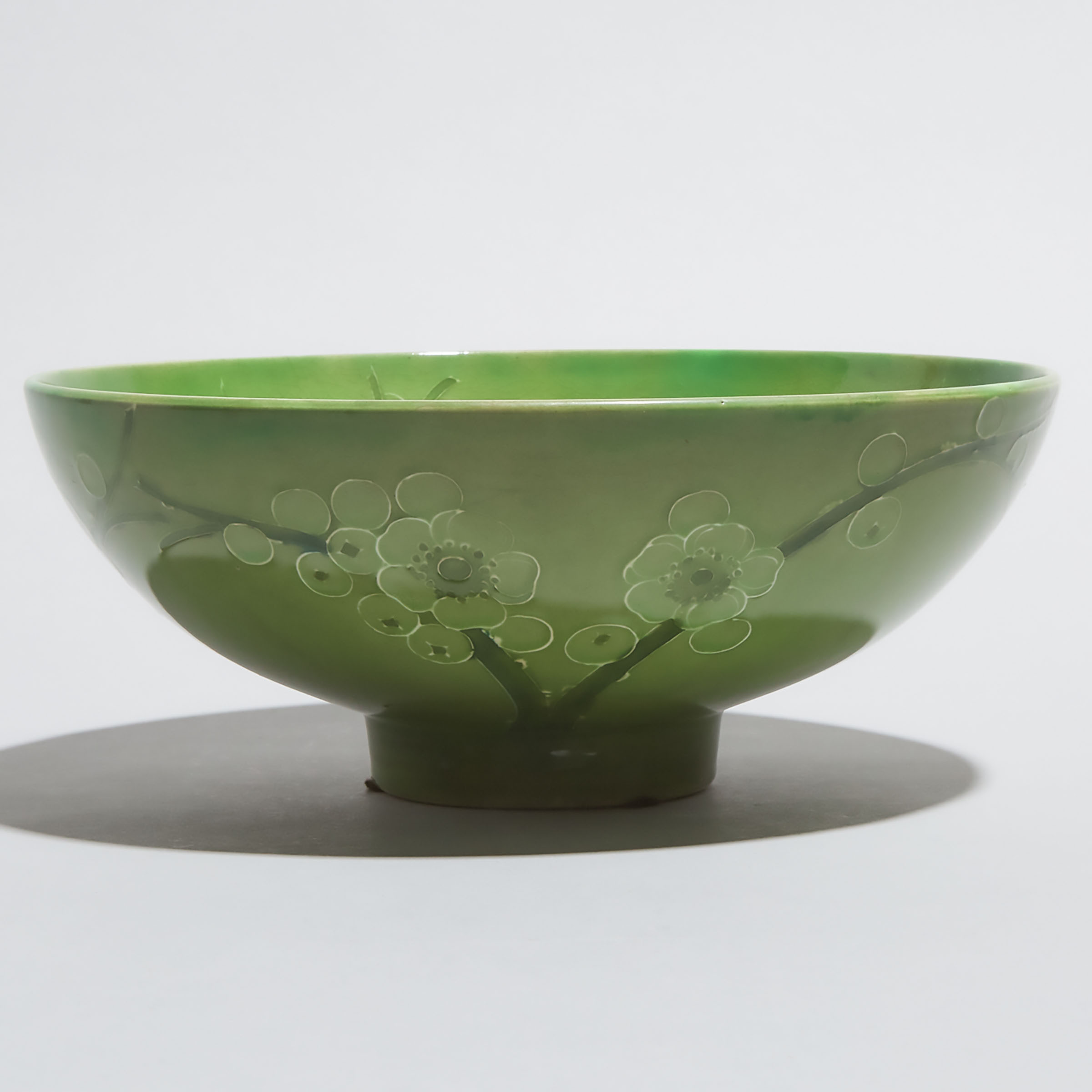 Moorcroft Green Prunus Bowl, dated 1914