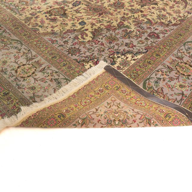 Tabriz Part Silk Carpet, Persian, c.1970/80