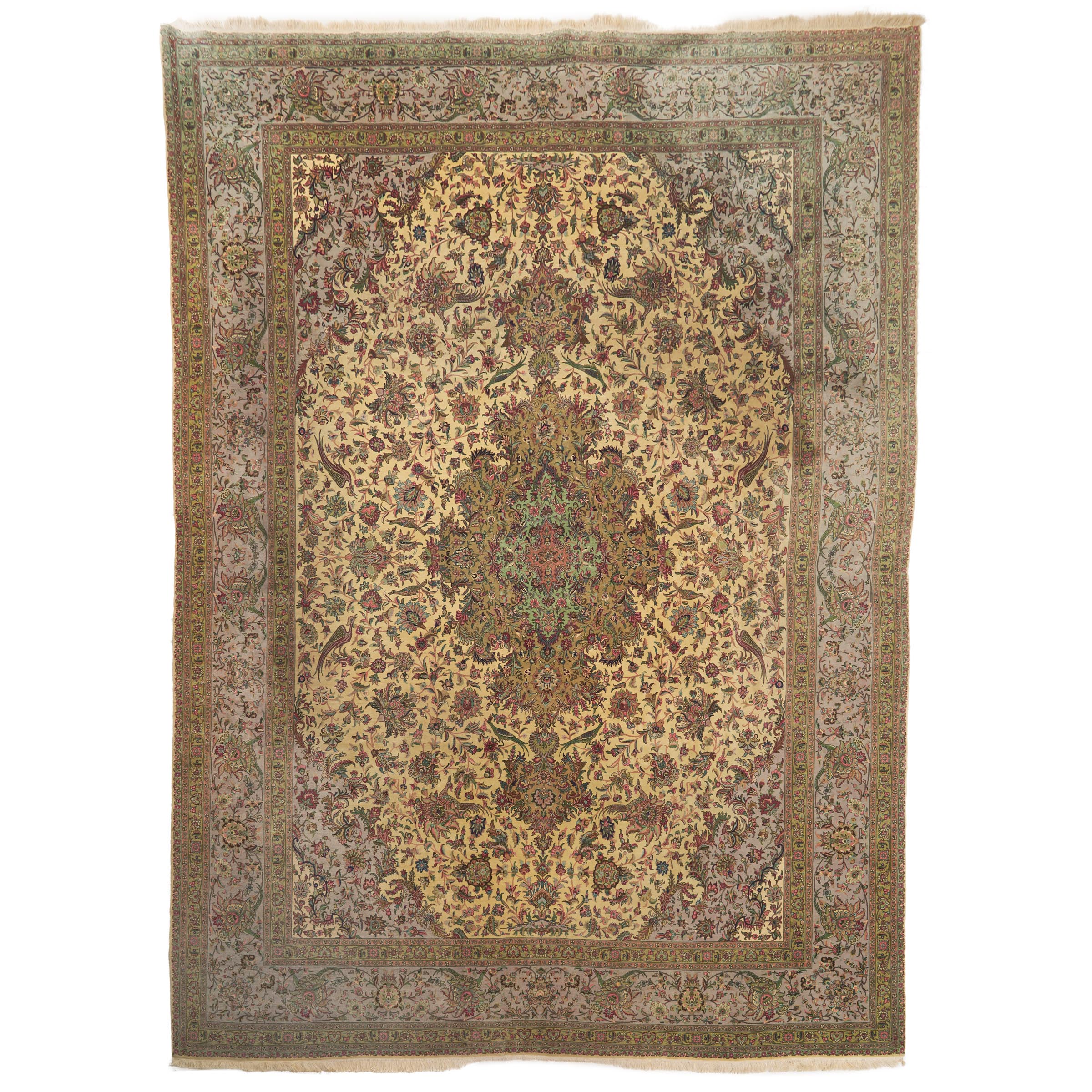 Tabriz Part Silk Carpet, Persian, c.1970/80