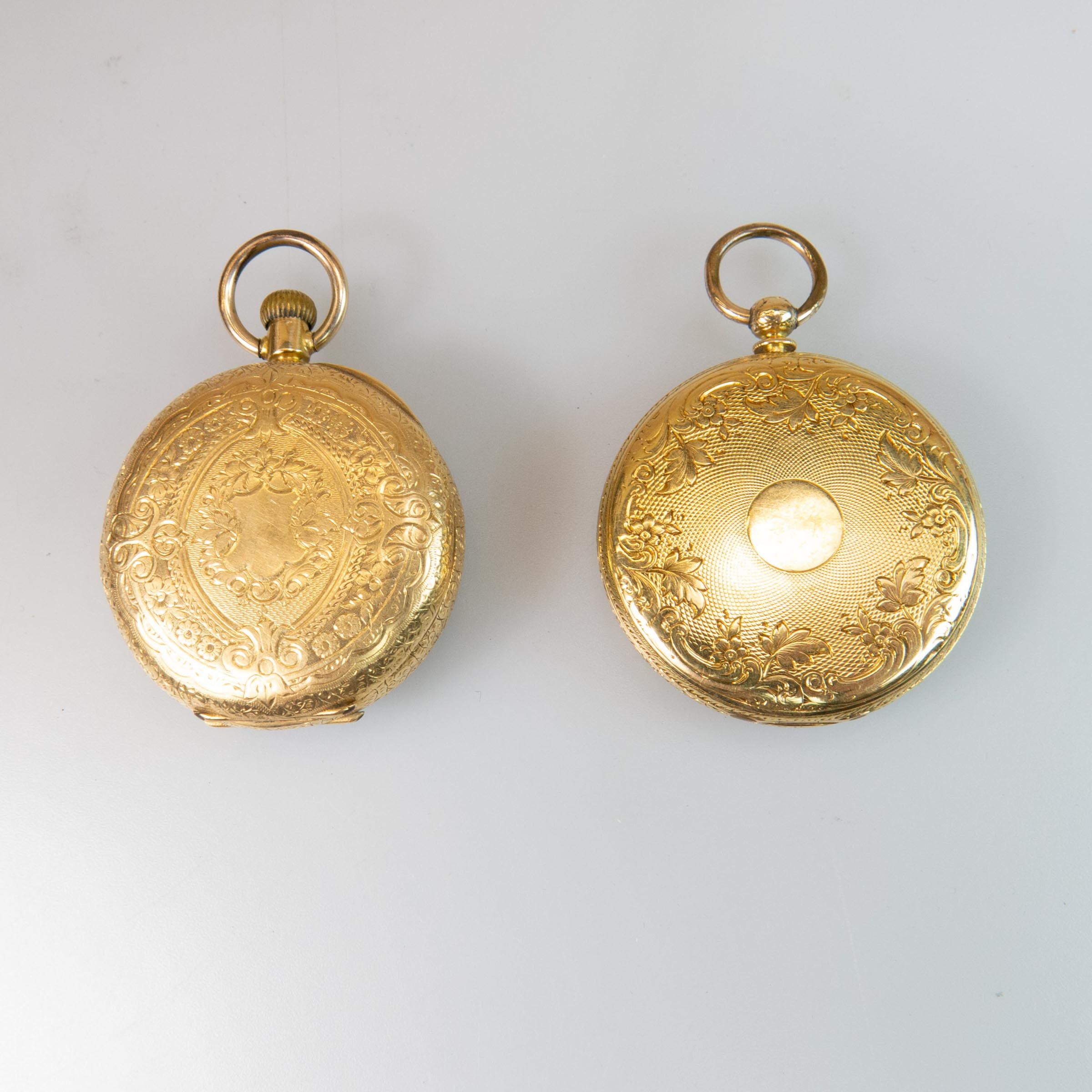 Two Openface Pocket Watches In 18k Yellow Gold Cases