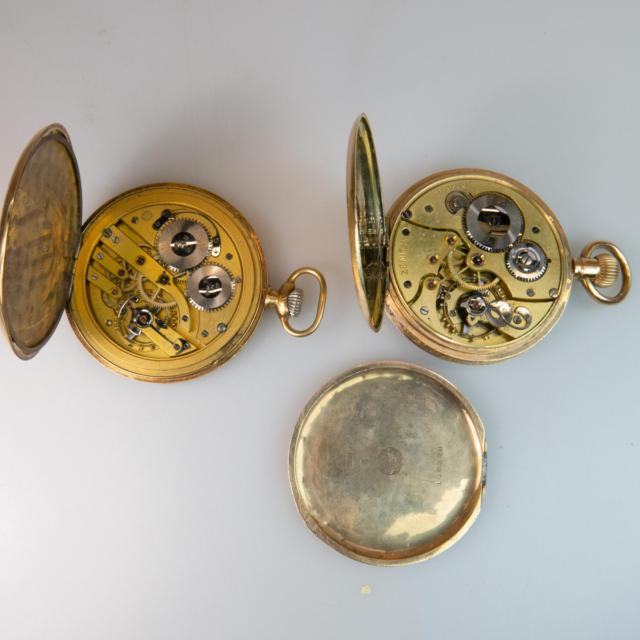 Two Openface Pocket Watches In 14k Yellow Gold Cases