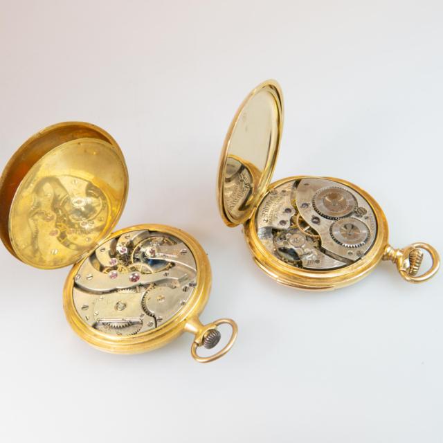Two Openface Pocket Watches In 18k Gold Cases