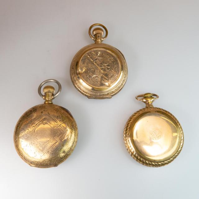Three Pocket Watches In Gold-Filled Cases With Spurious Gold Marks