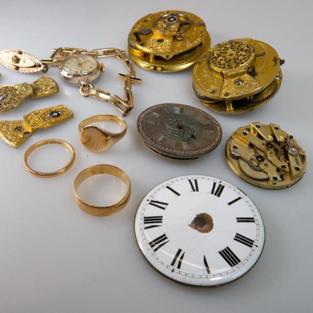 Small Quantity Of Pocket Watch Movements And Jewellery
