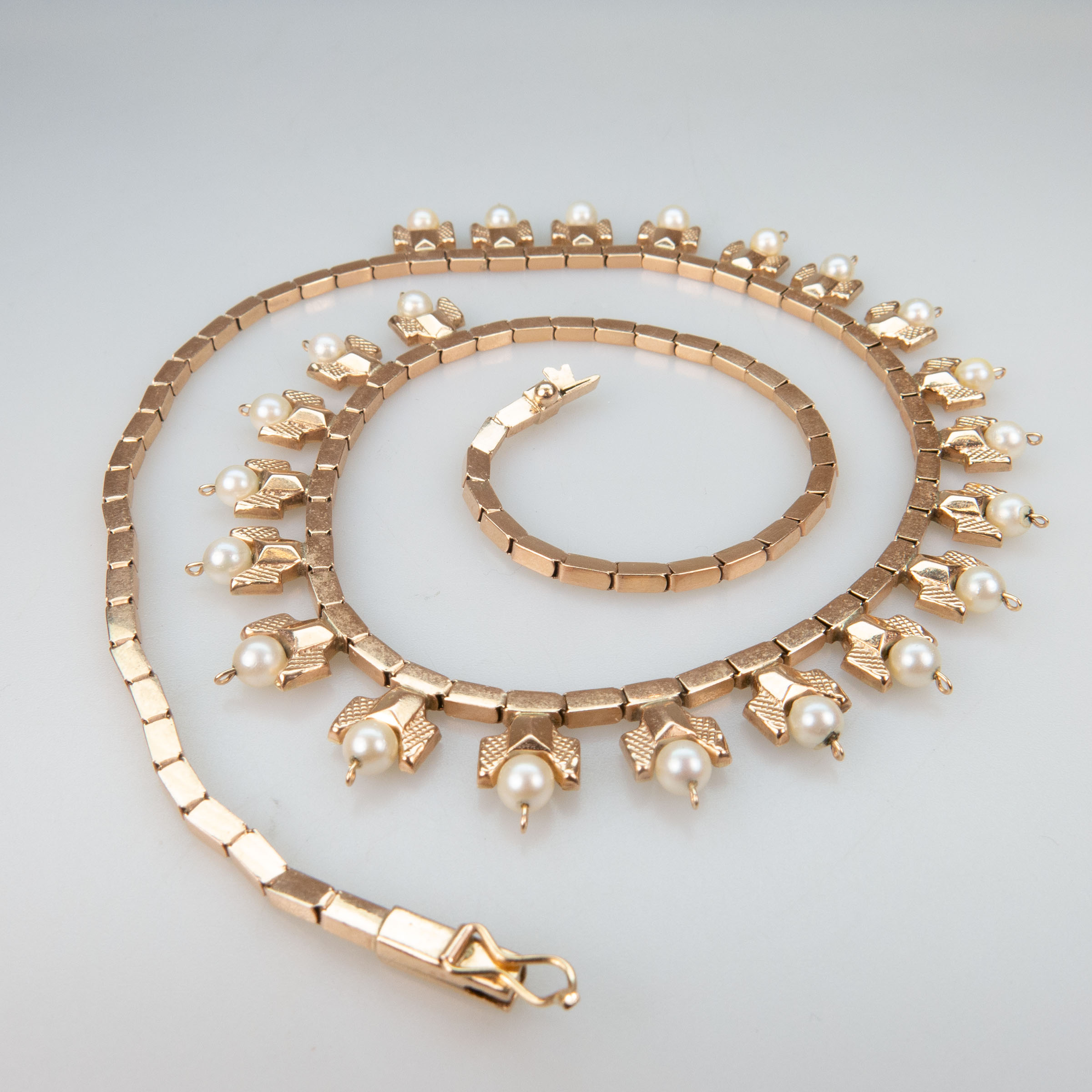 Israeli 14k Rose Gold Fringe Necklace 