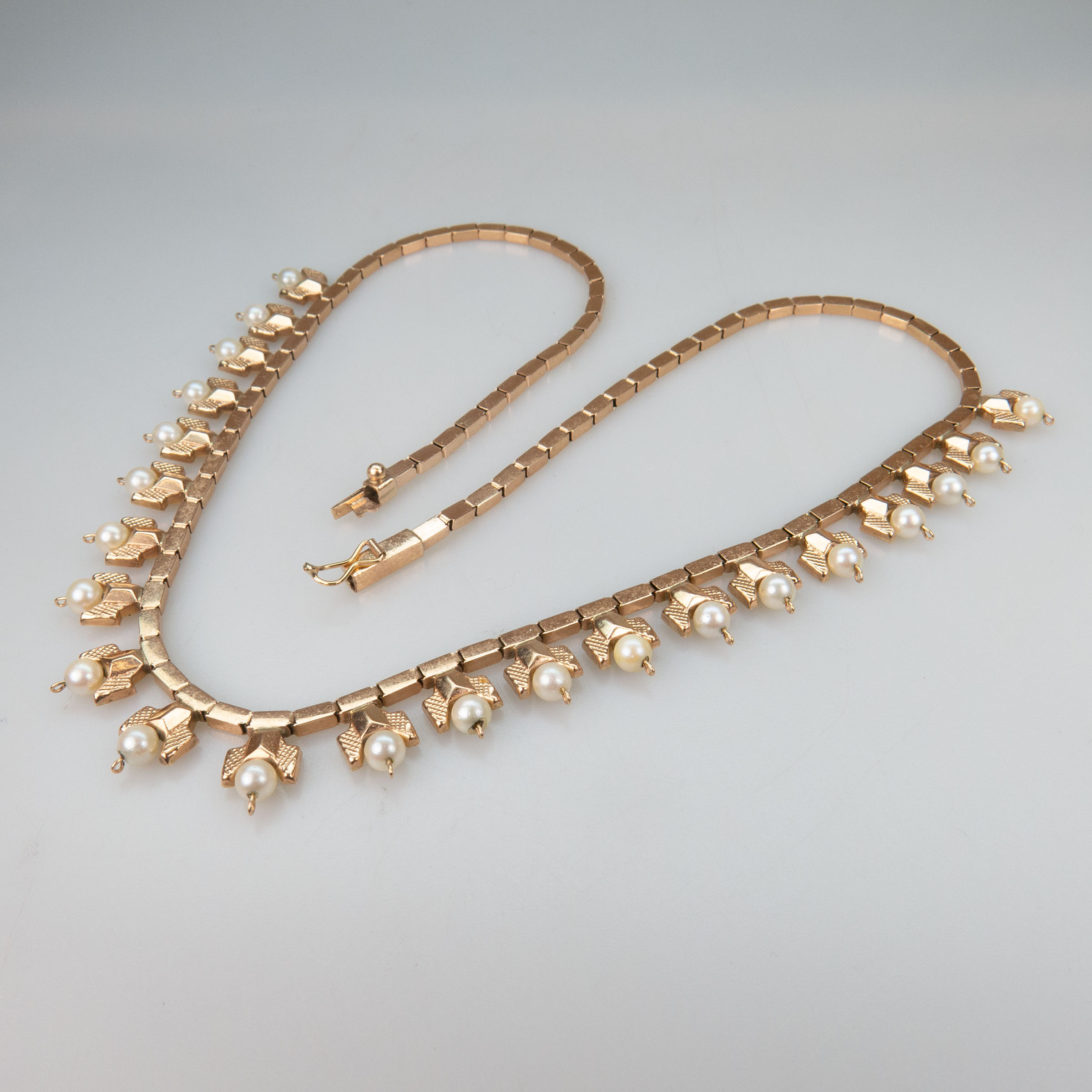 Israeli 14k Rose Gold Fringe Necklace 