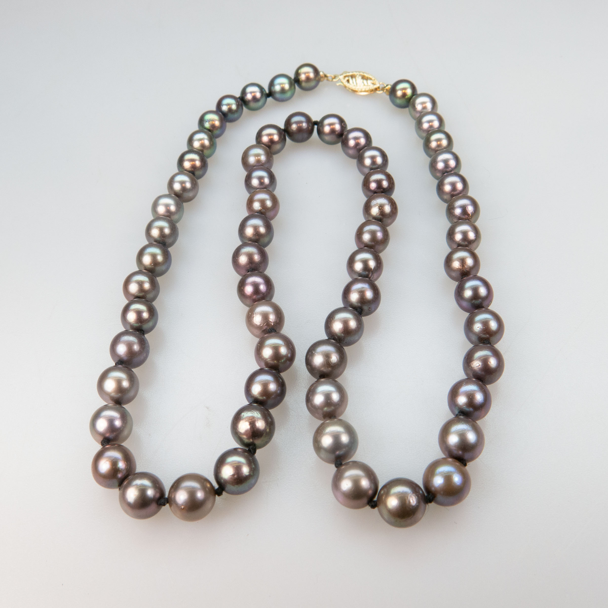Single Strand Of Cultured Grey Pearls