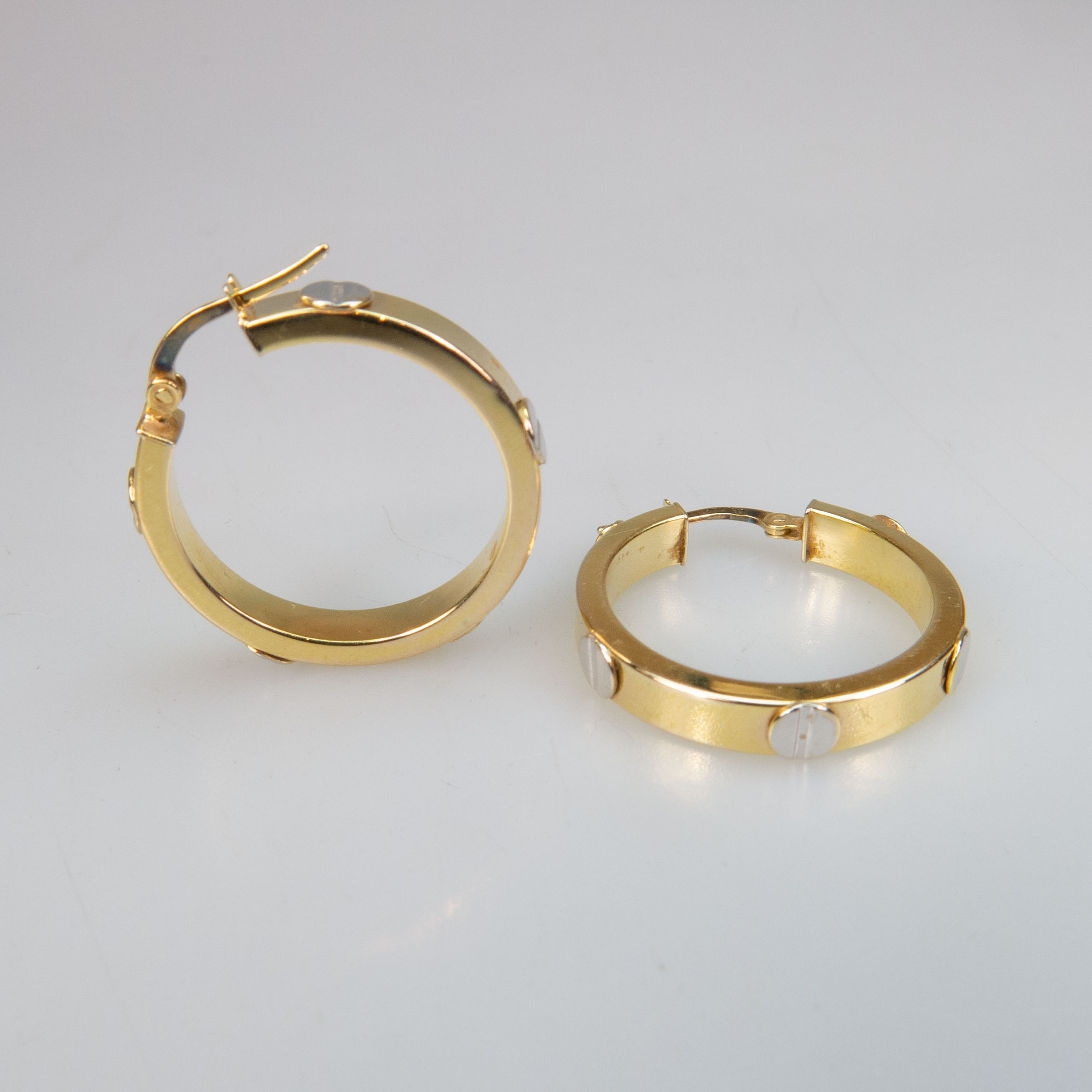Pair Of 14k Yellow And White Gold Hoop Earrings