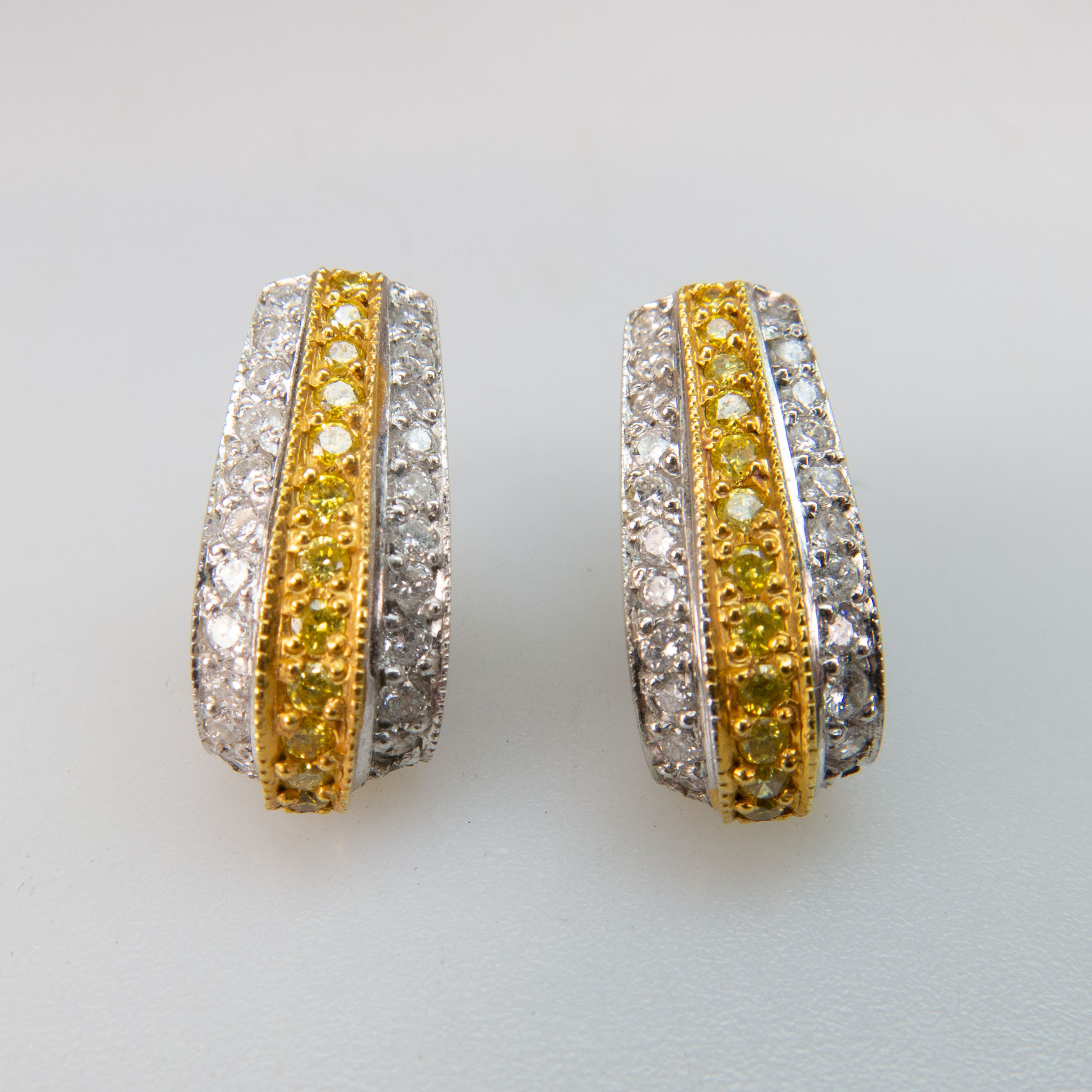 Pair Of 18k White And Yellow Gold Earrings