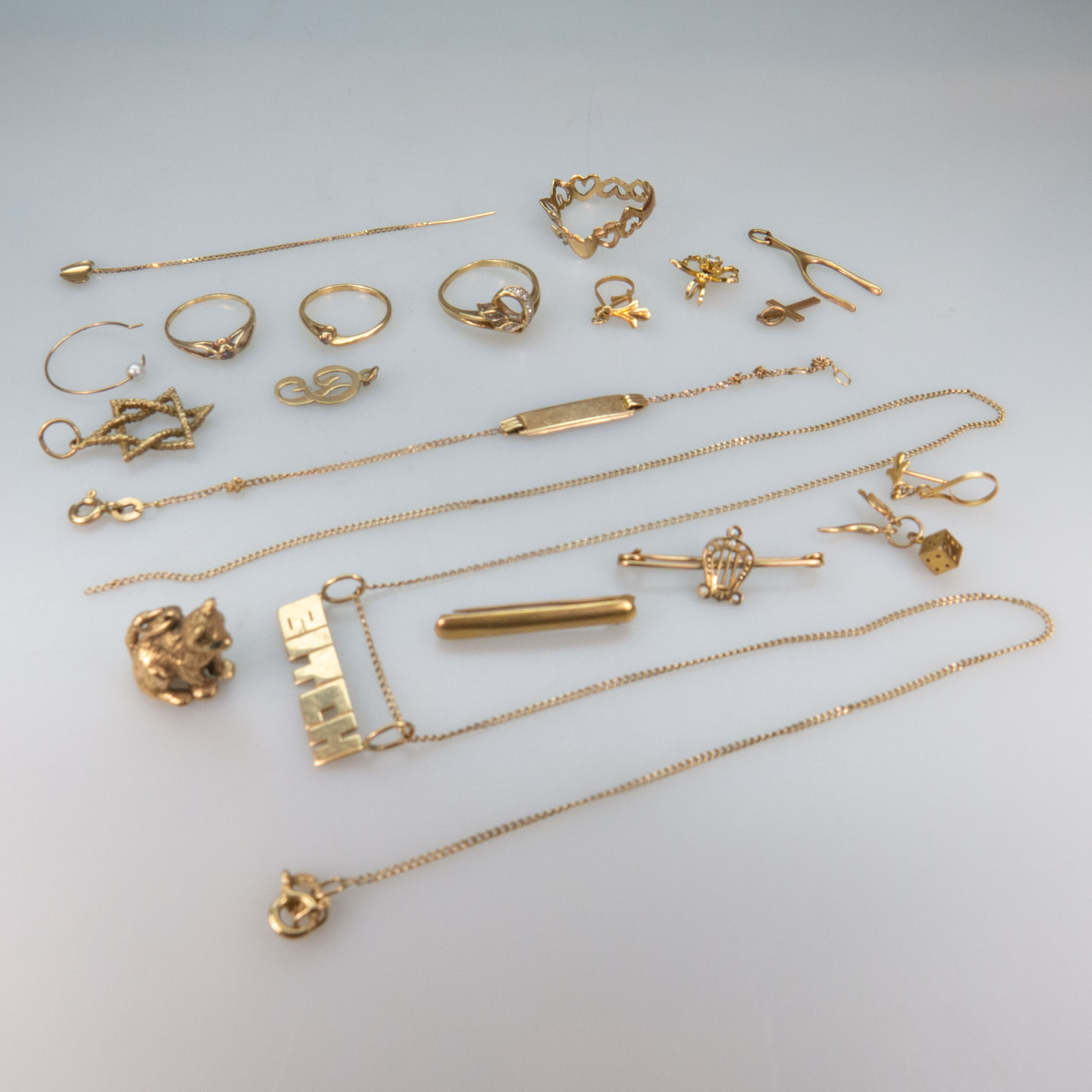Small Group Of 10k Yellow Gold Jewellery