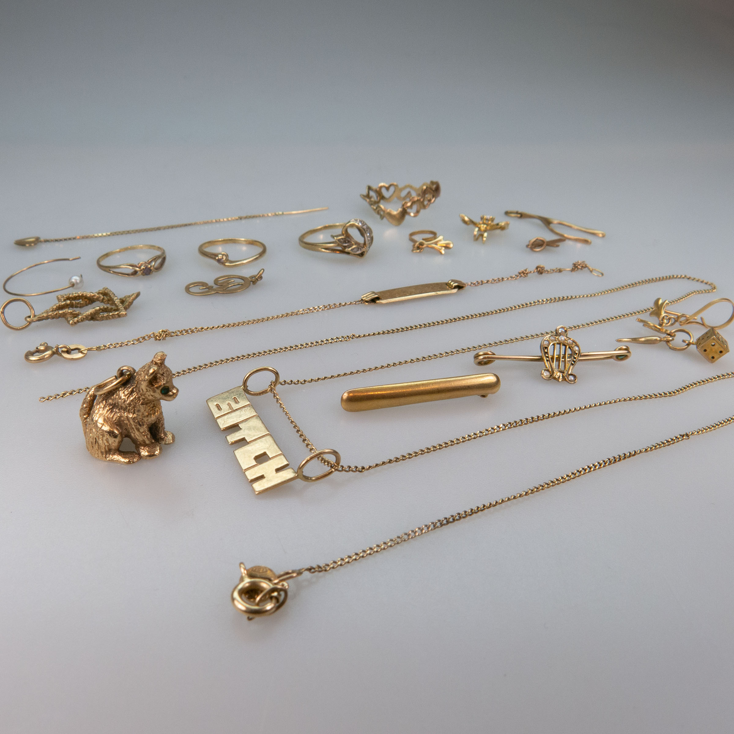 Small Group Of 10k Yellow Gold Jewellery
