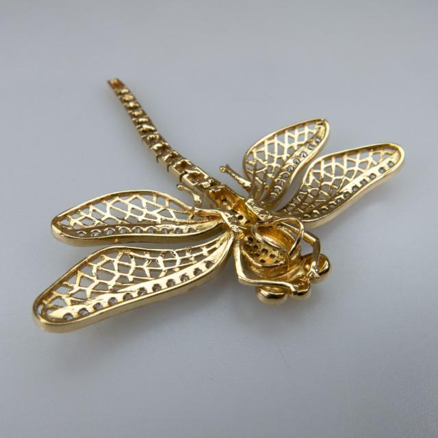 14k Yellow Gold Dragonfly Pendant